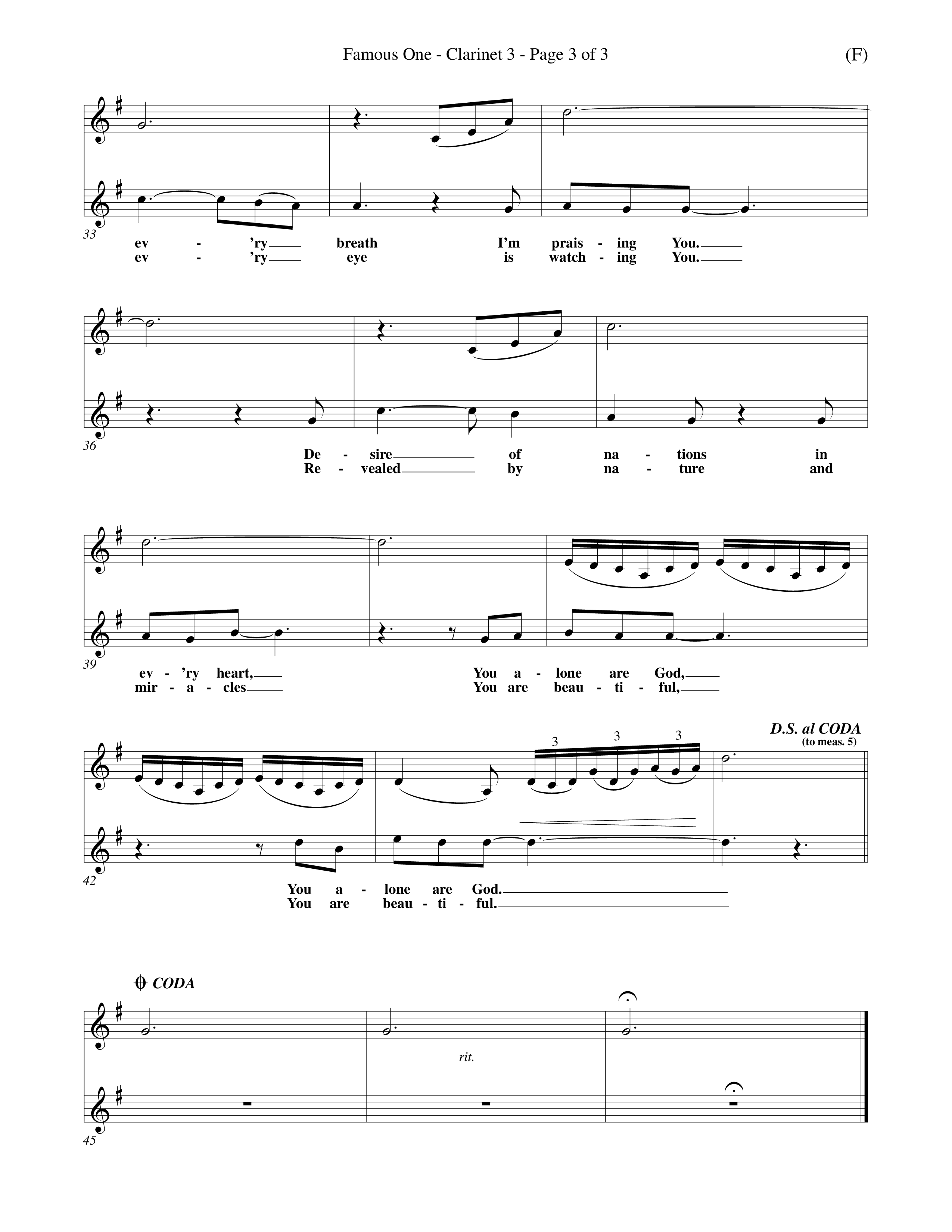 Famous One (Choral Anthem SATB) Clarinet 3 (Word Music Choral / Orch. Keith Christopher)