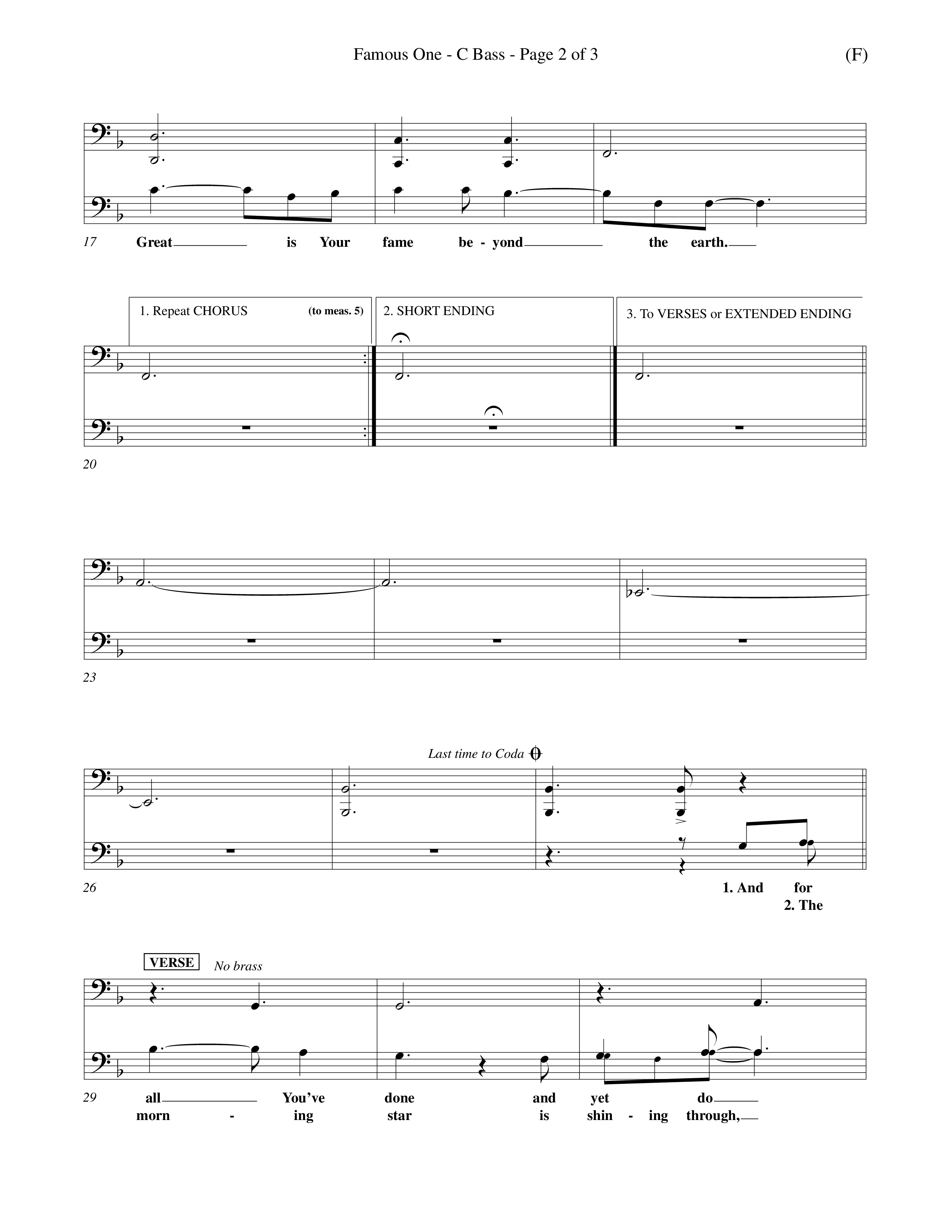 Famous One (Choral Anthem SATB) Contrabass (Word Music Choral / Orch. Keith Christopher)