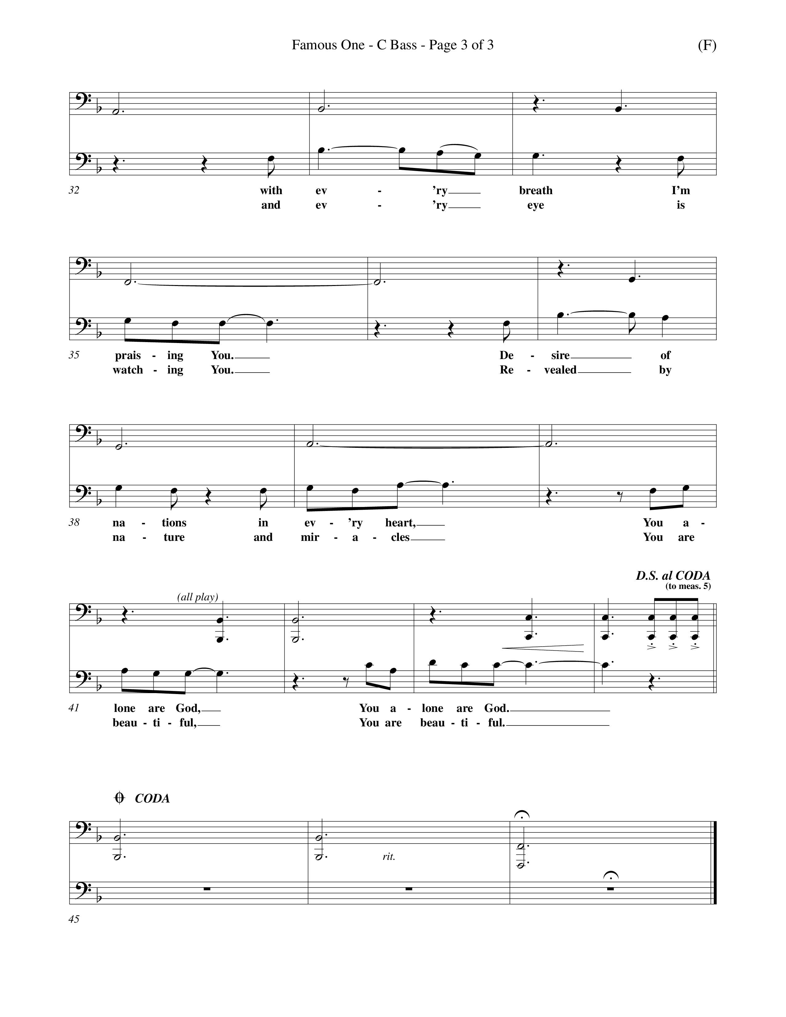 Famous One (Choral Anthem SATB) Contrabass (Word Music Choral / Orch. Keith Christopher)
