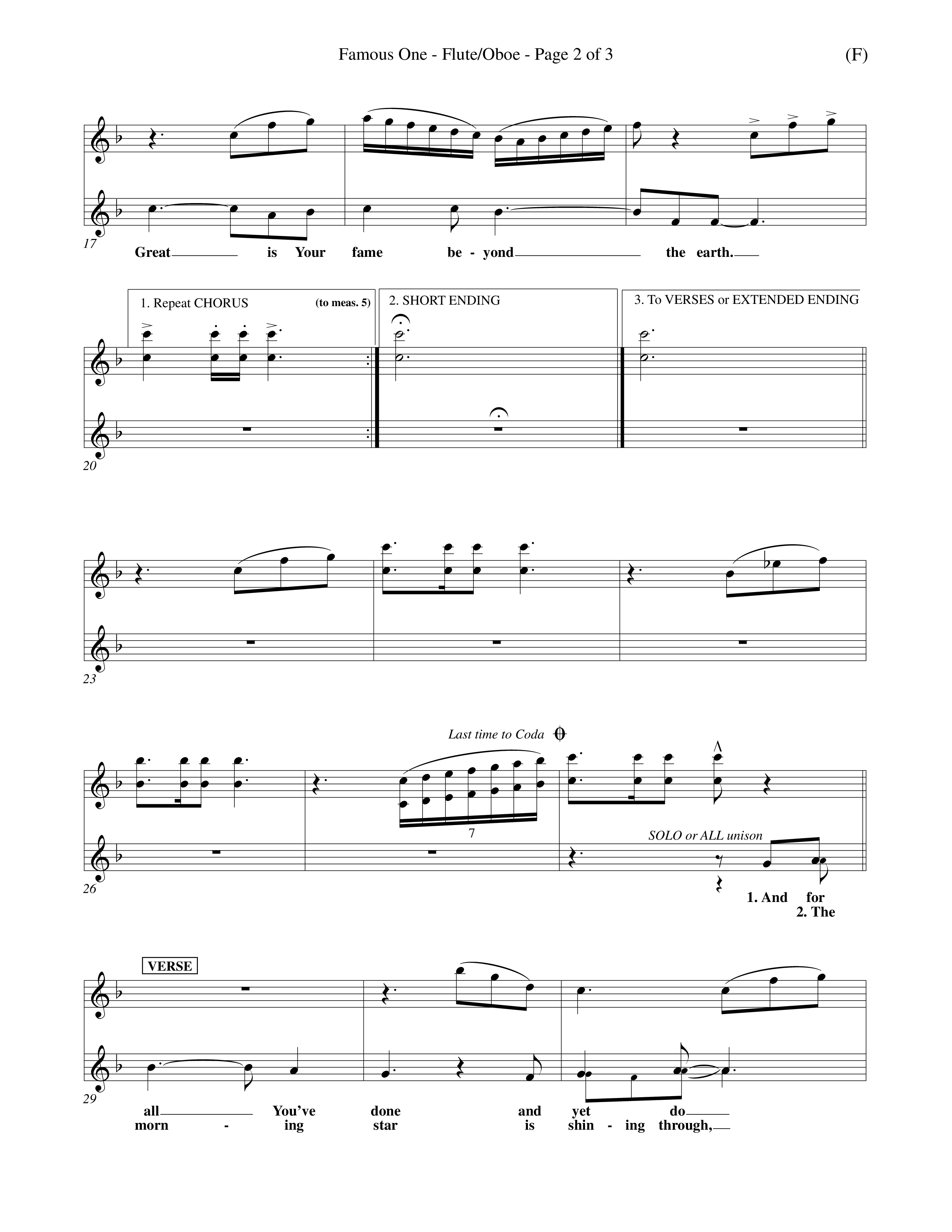 Famous One (Choral Anthem SATB) Flute/Oboe (Word Music Choral / Orch. Keith Christopher)