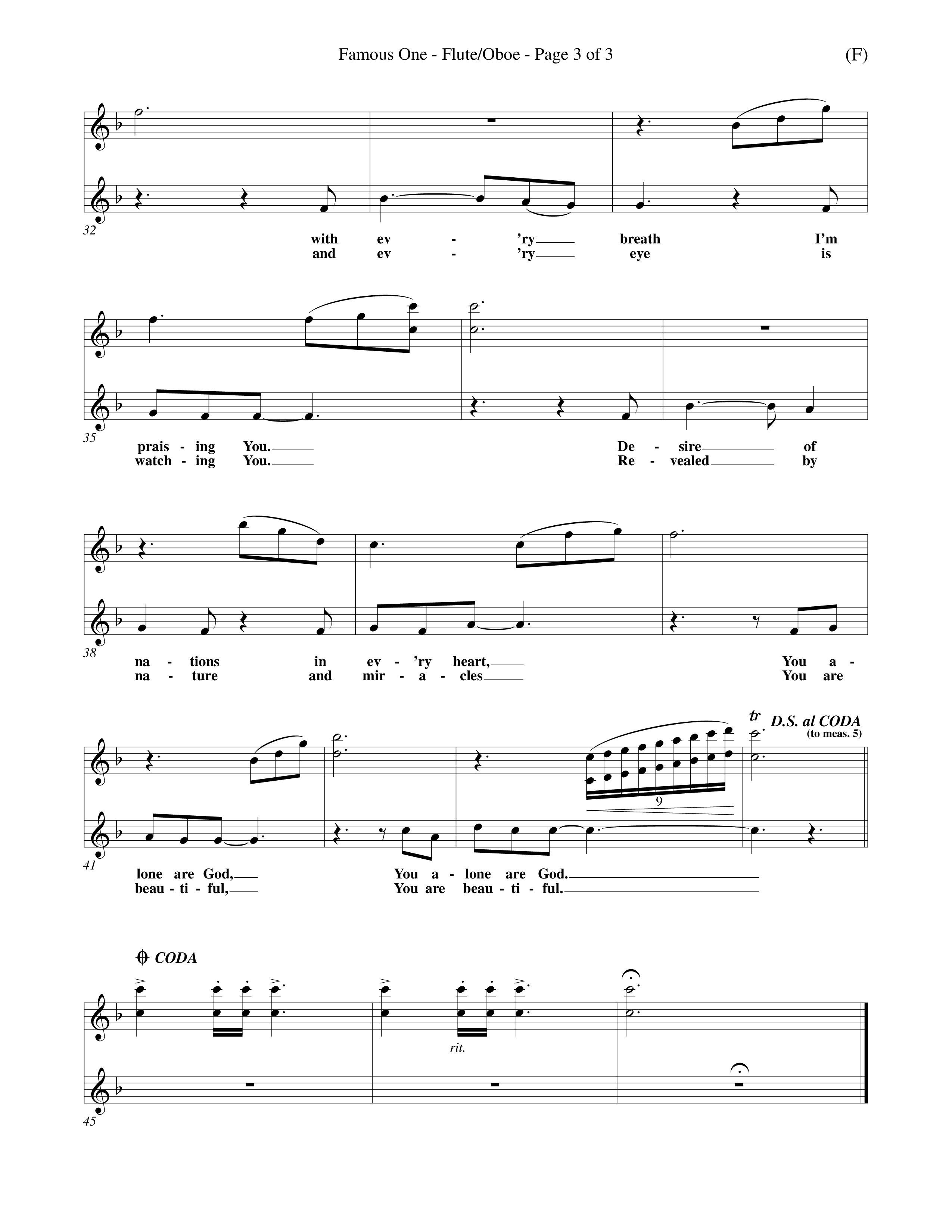 Famous One (Choral Anthem SATB) Flute/Oboe (Word Music Choral / Orch. Keith Christopher)