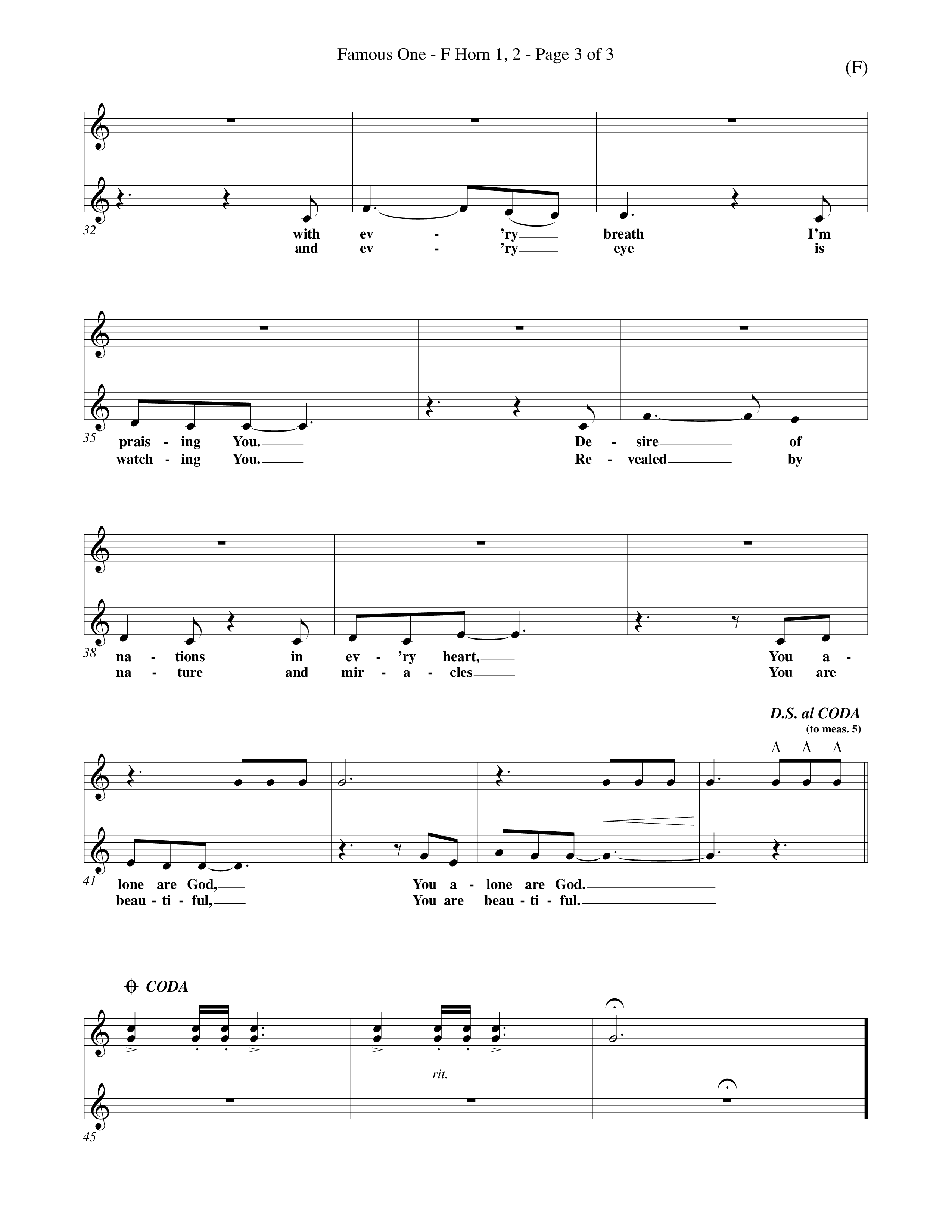 Famous One (Choral Anthem SATB) French Horn (Word Music Choral / Orch. Keith Christopher)