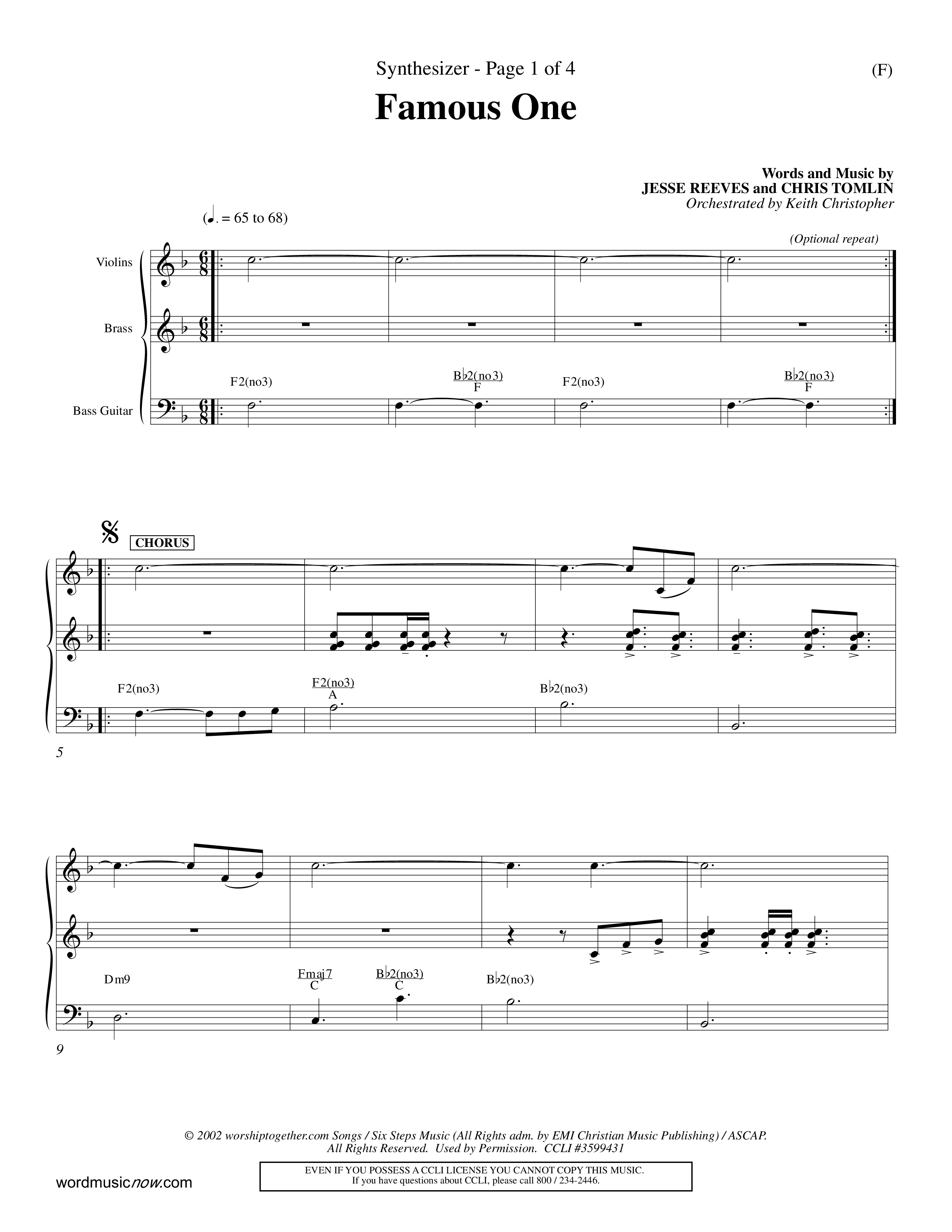 Famous One (Choral Anthem SATB) Synth (Word Music Choral / Orch. Keith Christopher)