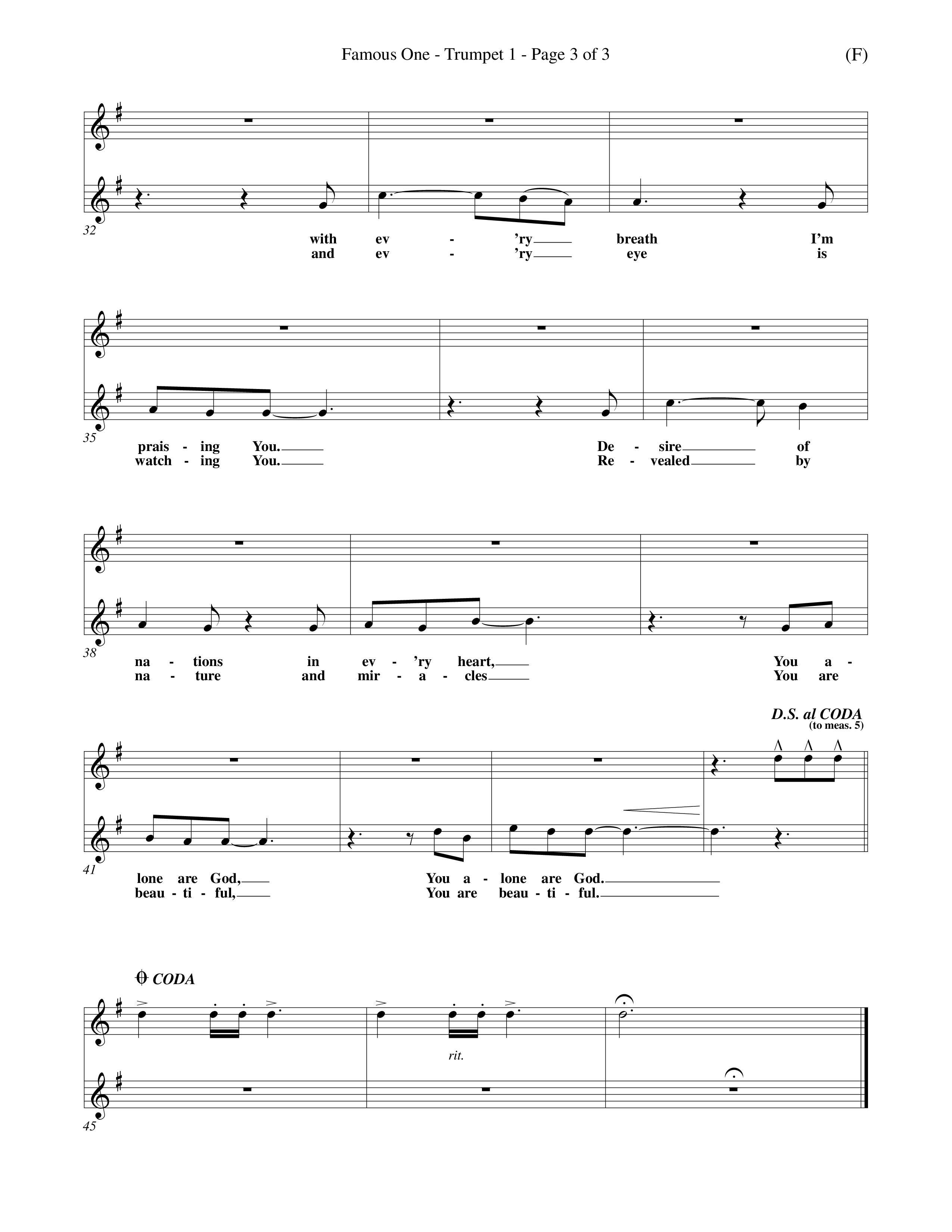 Famous One (Choral Anthem SATB) Trumpet 1 (Word Music Choral / Orch. Keith Christopher)