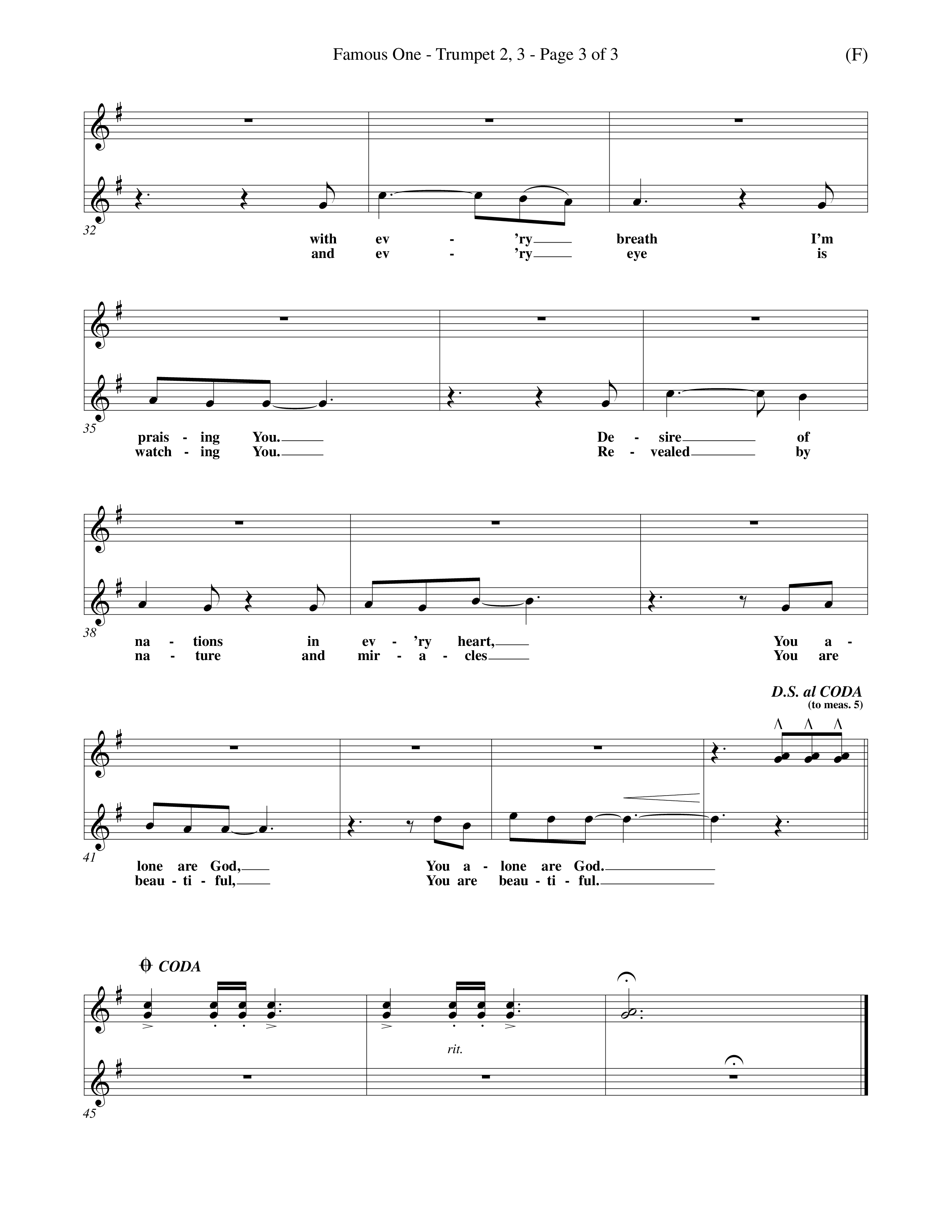 Famous One (Choral Anthem SATB) Trumpet 2/3 (Word Music Choral / Orch. Keith Christopher)