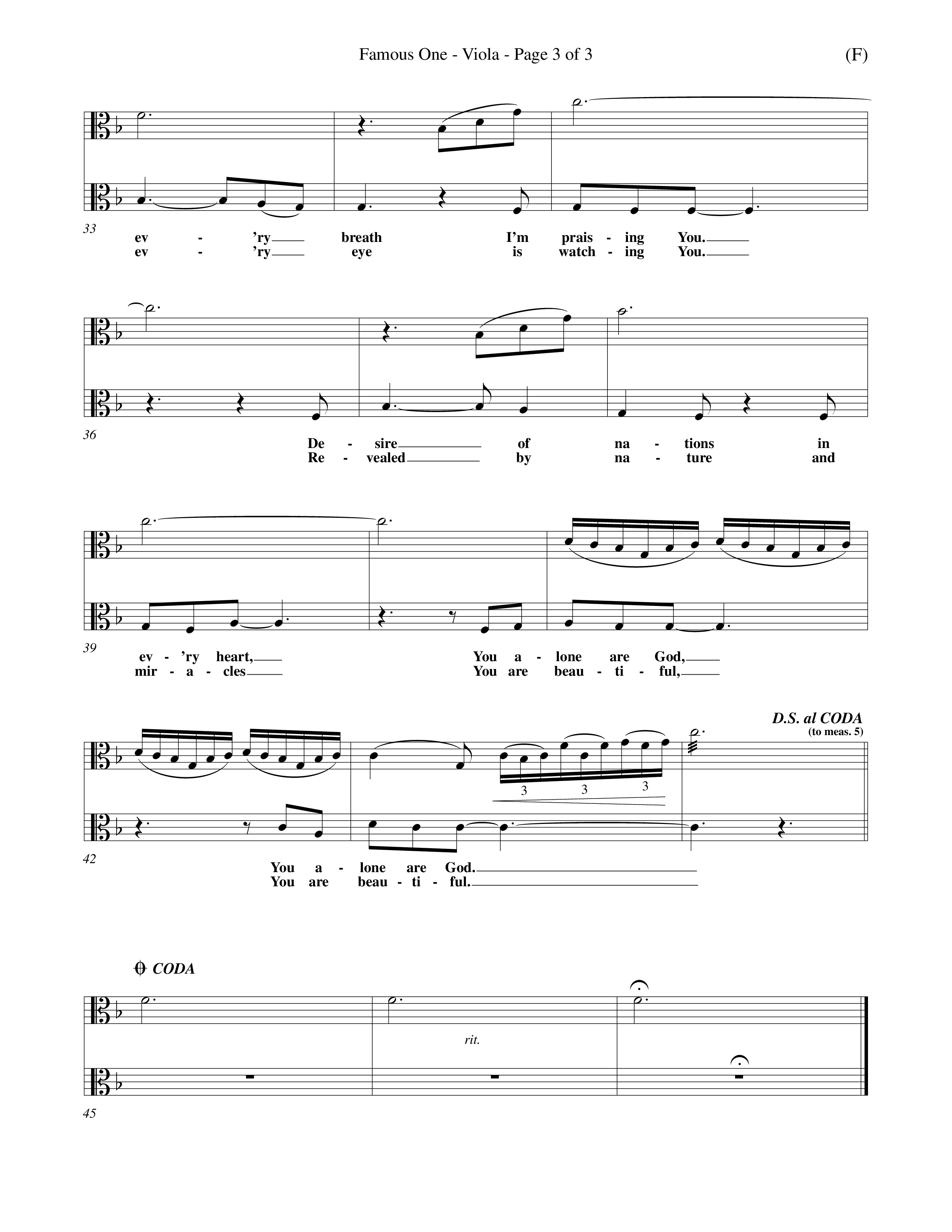 Famous One (Choral Anthem SATB) Viola (Word Music Choral / Orch. Keith Christopher)
