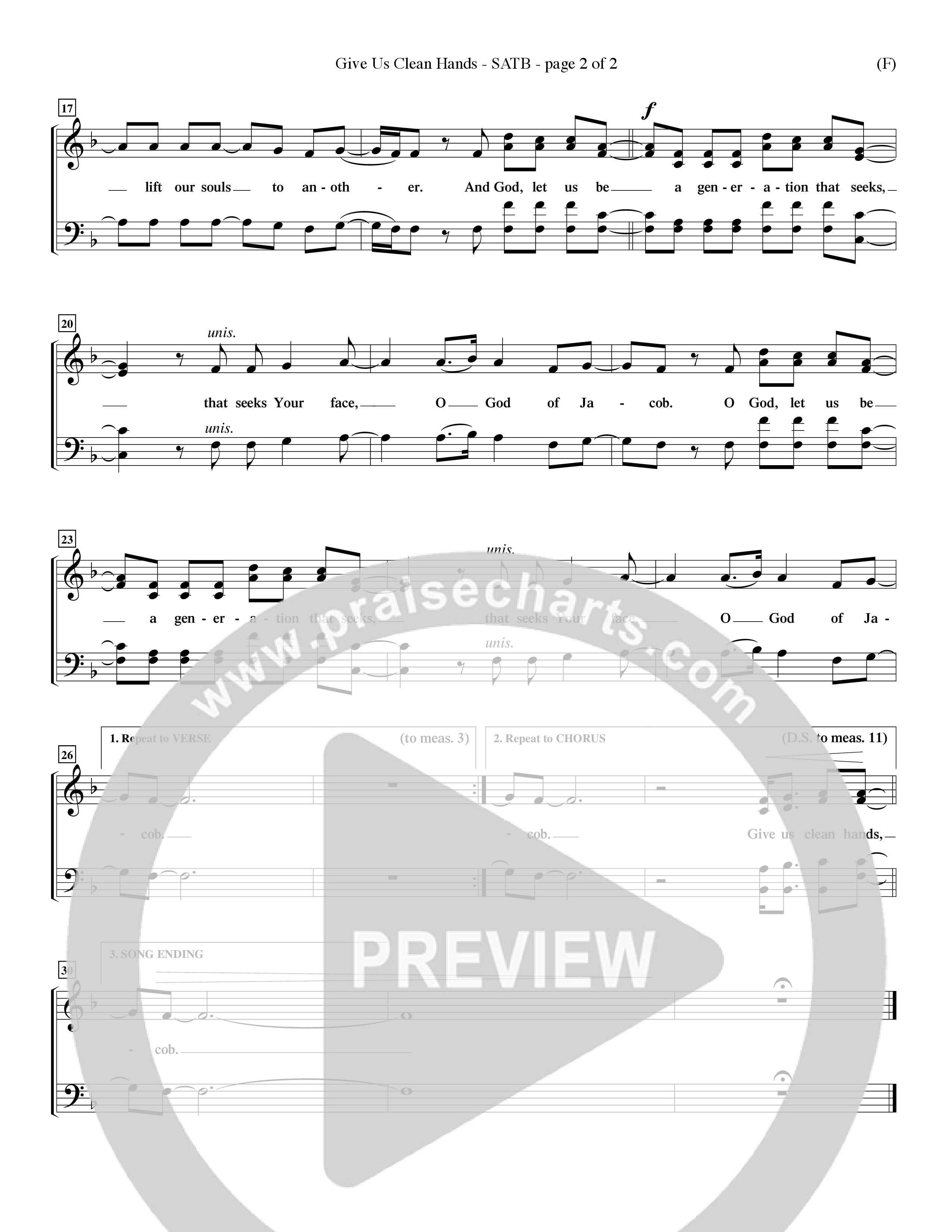 Give Us Clean Hands (Choral Anthem SATB) Choir Sheet (SATB) (Word Music Choral / Orch. Dave Williamson)