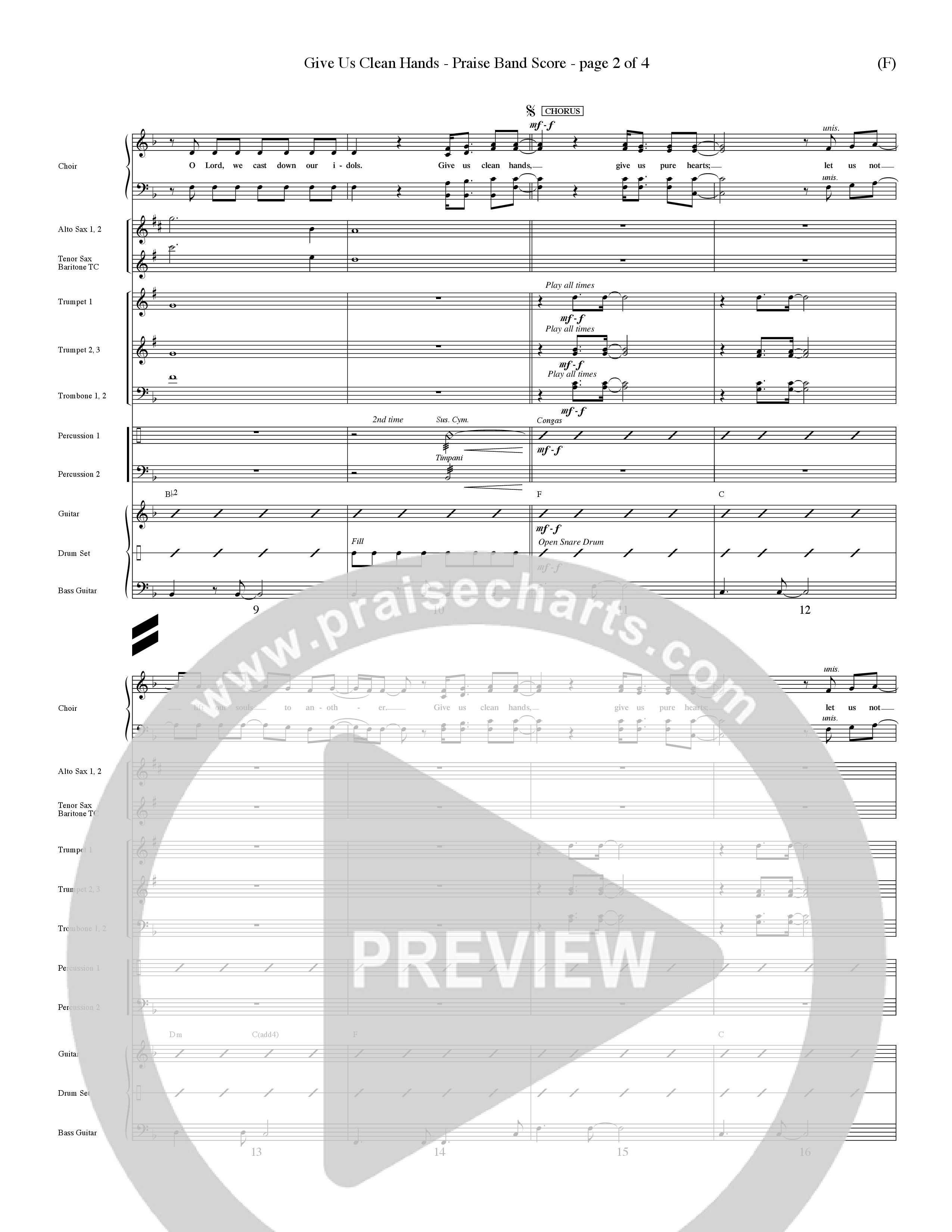 Give Us Clean Hands (Choral Anthem SATB) Conductor's Score (Word Music Choral / Orch. Dave Williamson)