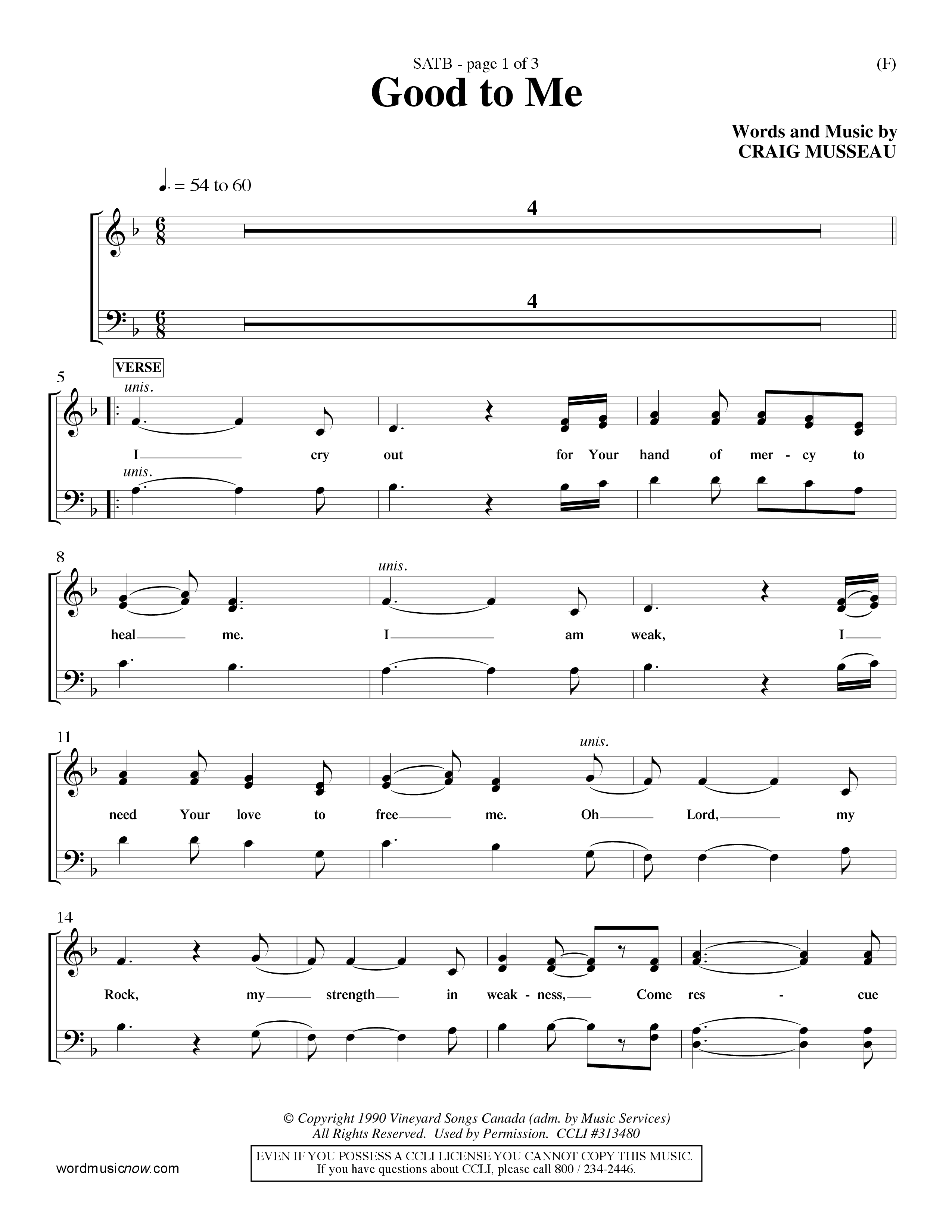 Good To Me (Choral Anthem SATB) Choir Sheet (SATB) (Word Music Choral / Arr. Dave Williamson / d)