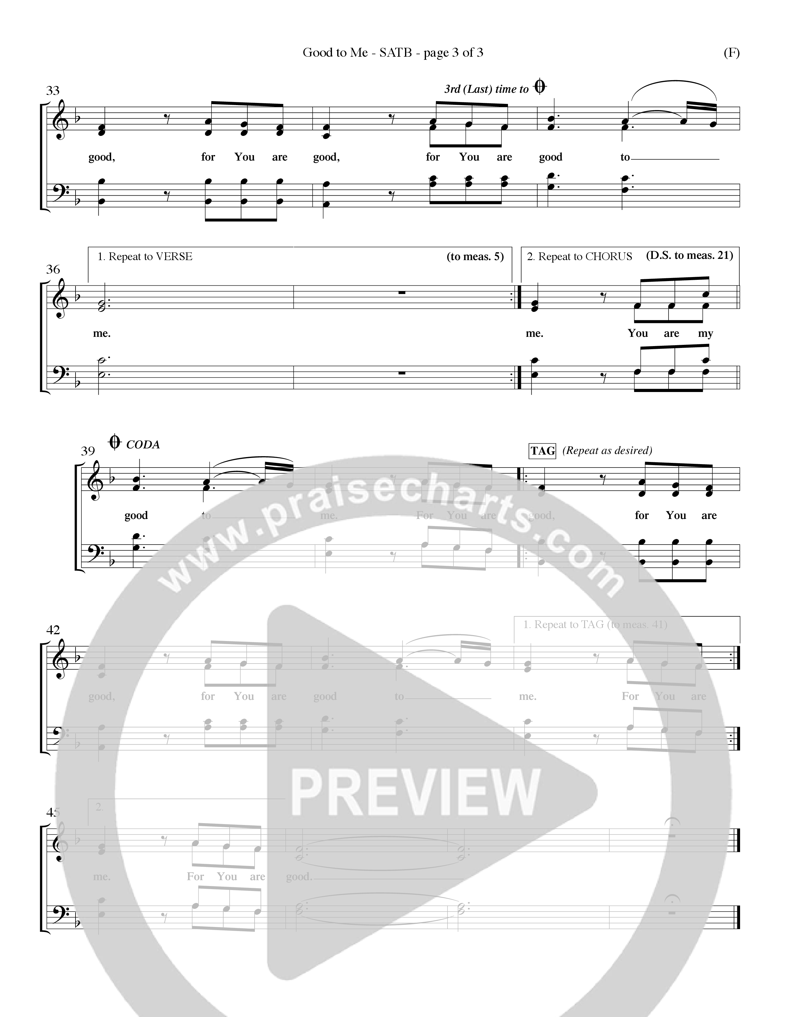 Good To Me (Choral Anthem SATB) Choir Sheet (SATB) (Word Music Choral / Arr. Dave Williamson / d)
