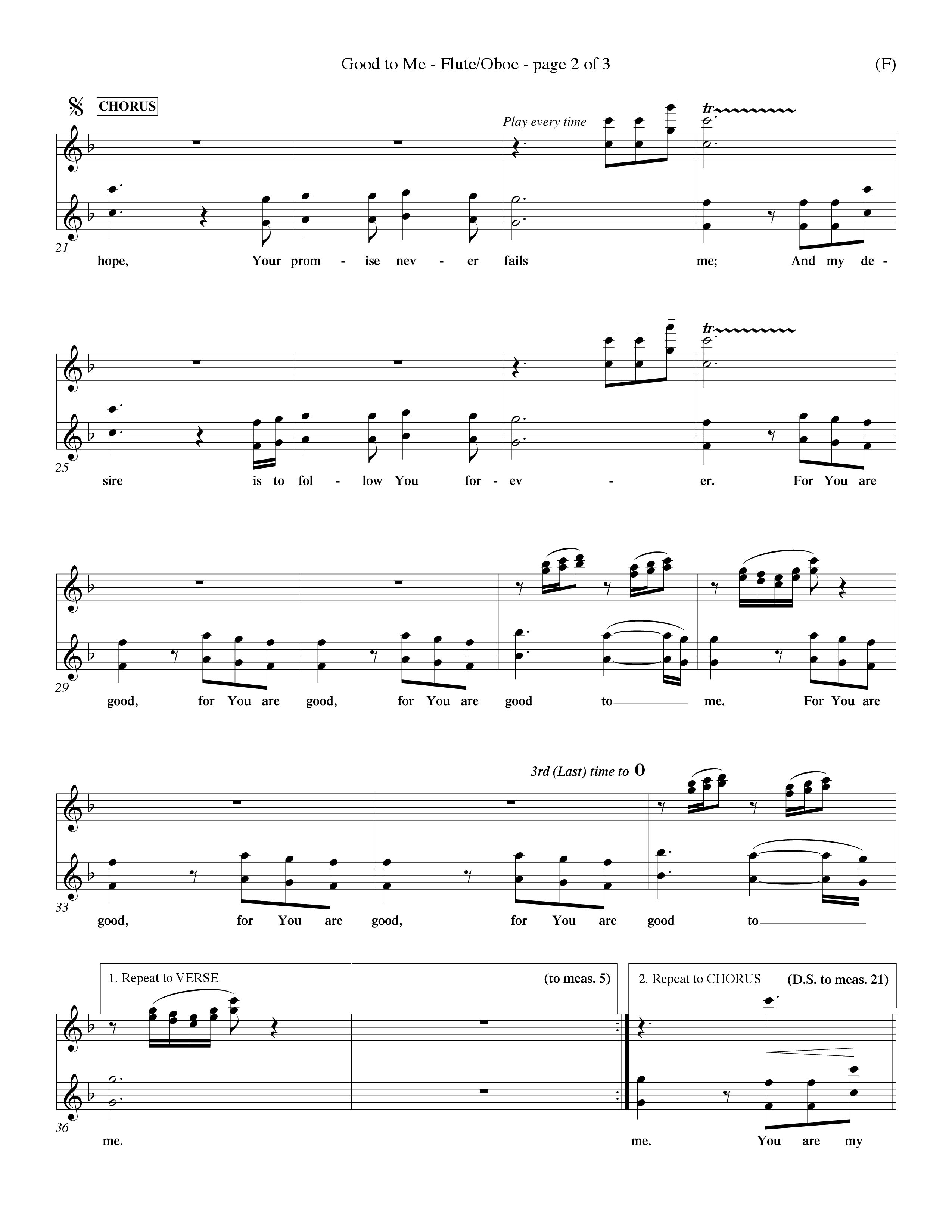 Good To Me (Choral Anthem SATB) Flute/Oboe (Word Music Choral / Arr. Dave Williamson / d)