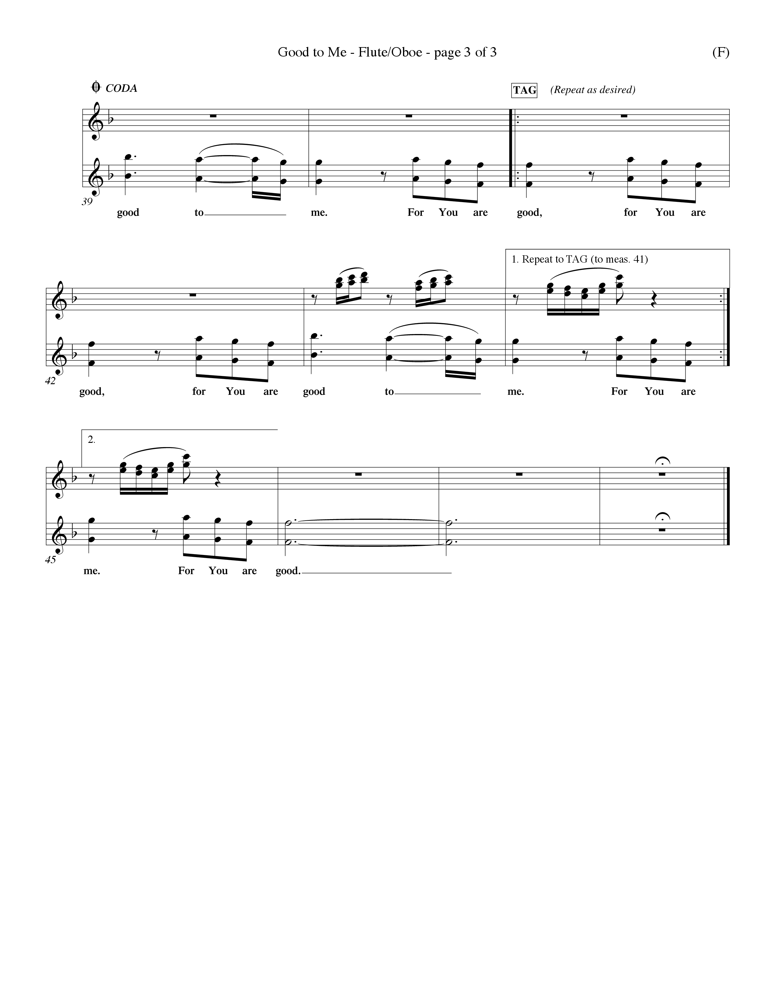 Good To Me (Choral Anthem SATB) Flute/Oboe (Word Music Choral / Arr. Dave Williamson / d)