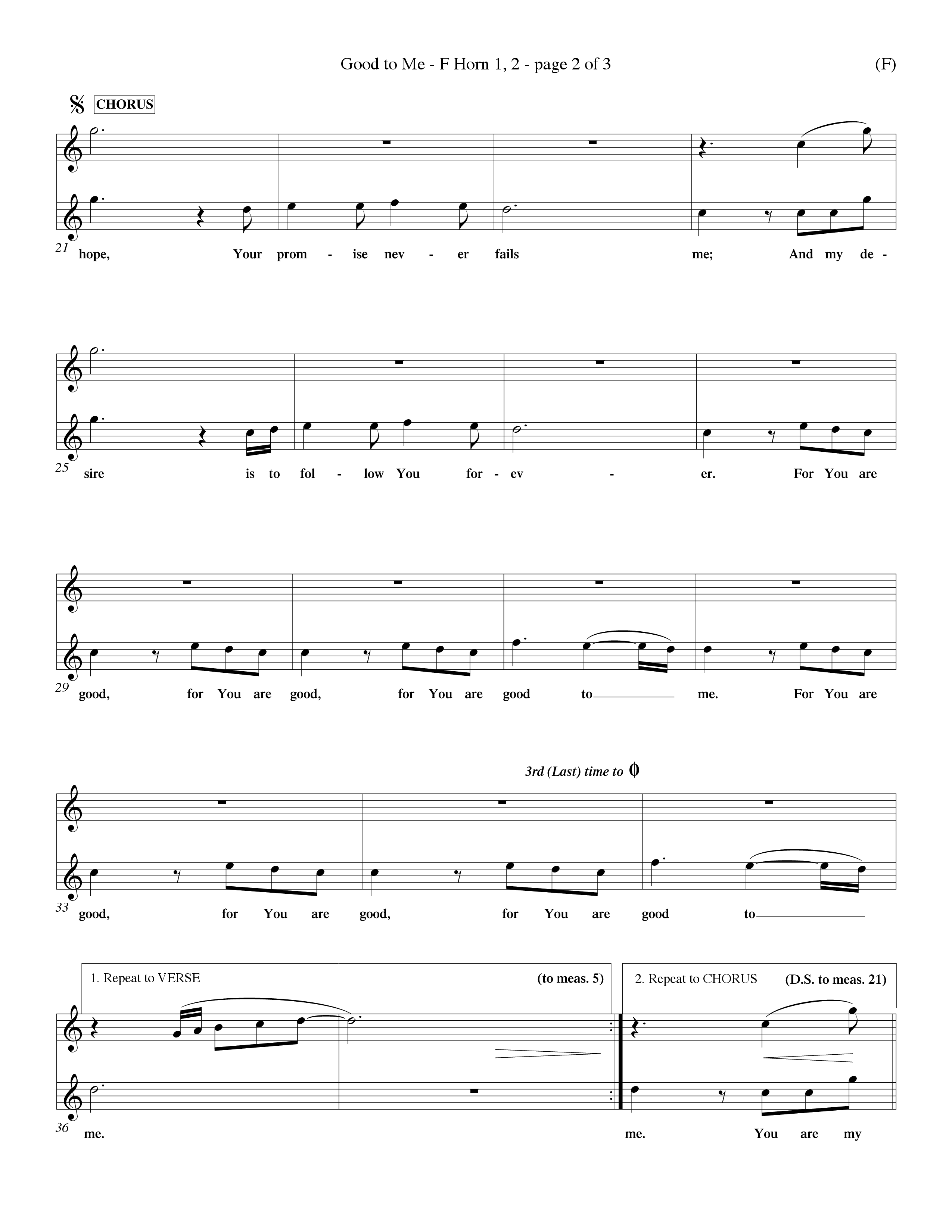 Good To Me (Choral Anthem SATB) French Horn (Word Music Choral / Arr. Dave Williamson / d)