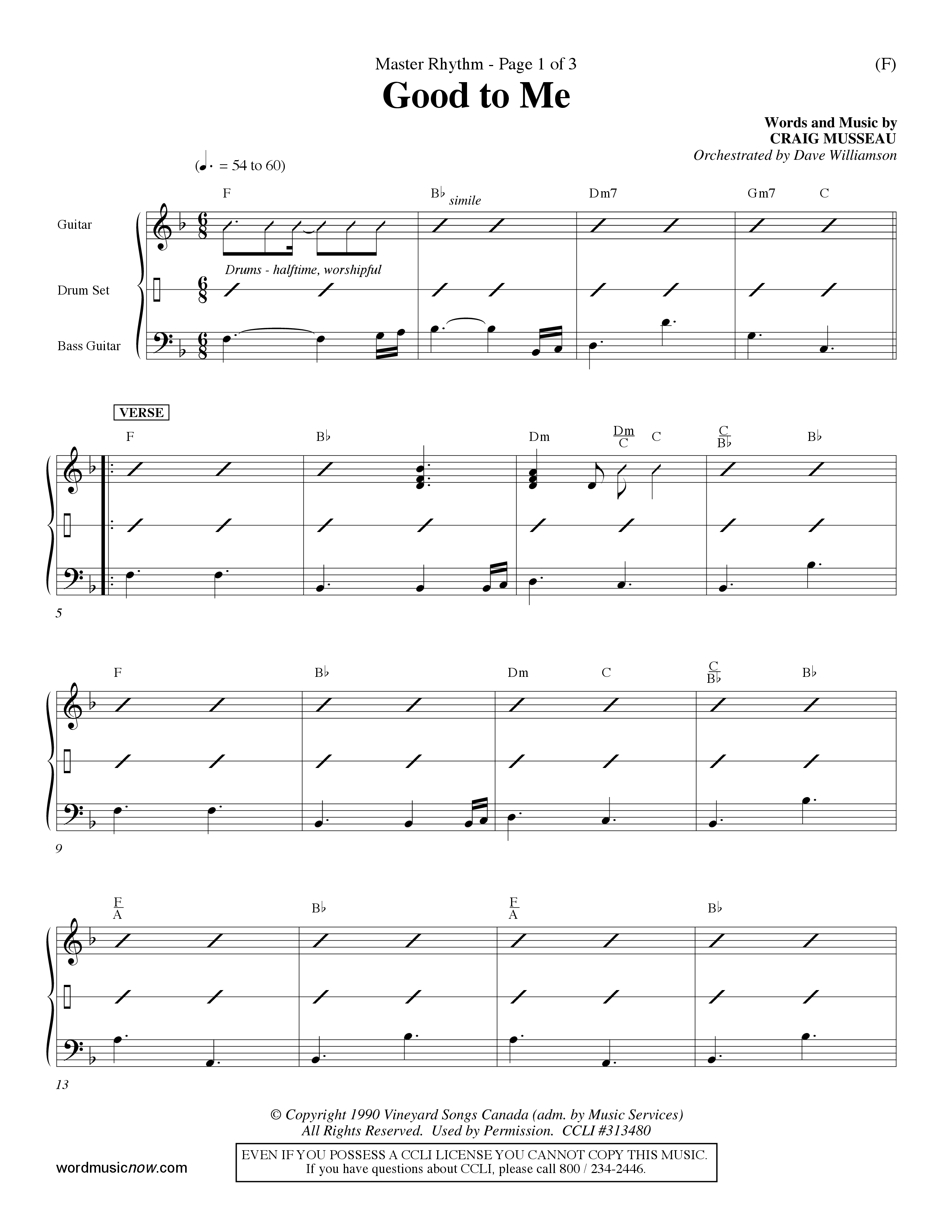 Good To Me (Choral Anthem SATB) Rhythm Chart (Word Music Choral / Arr. Dave Williamson / d)