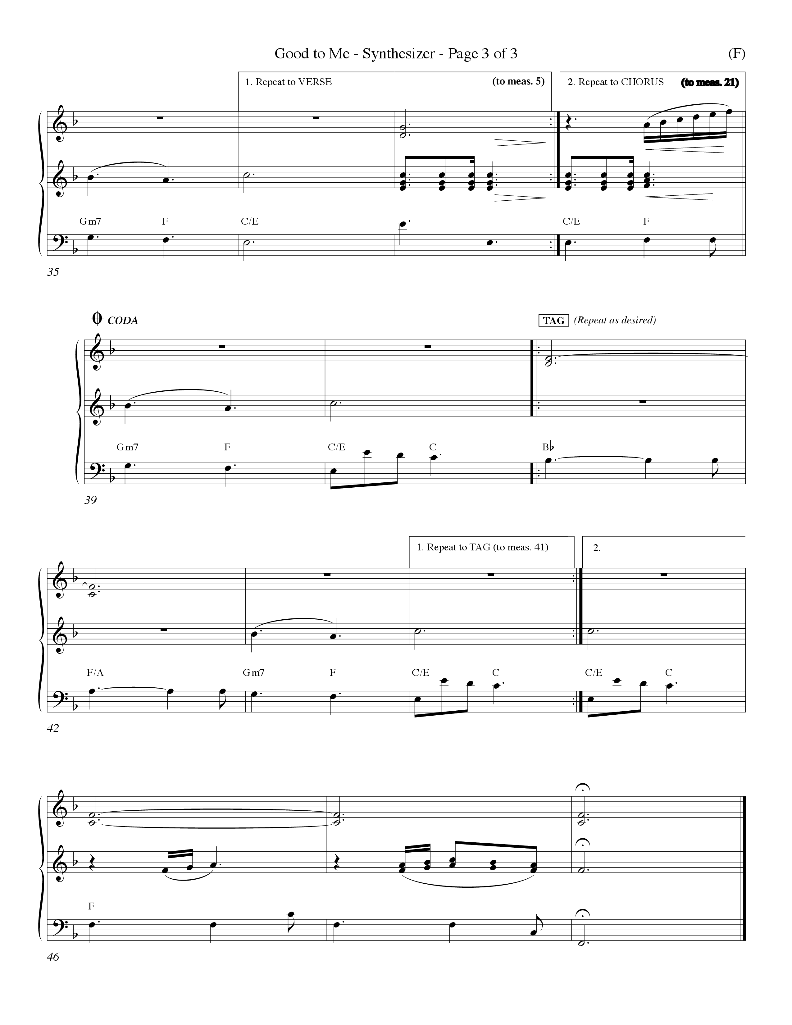 Good To Me (Choral Anthem SATB) Synth (Word Music Choral / Arr. Dave Williamson / d)