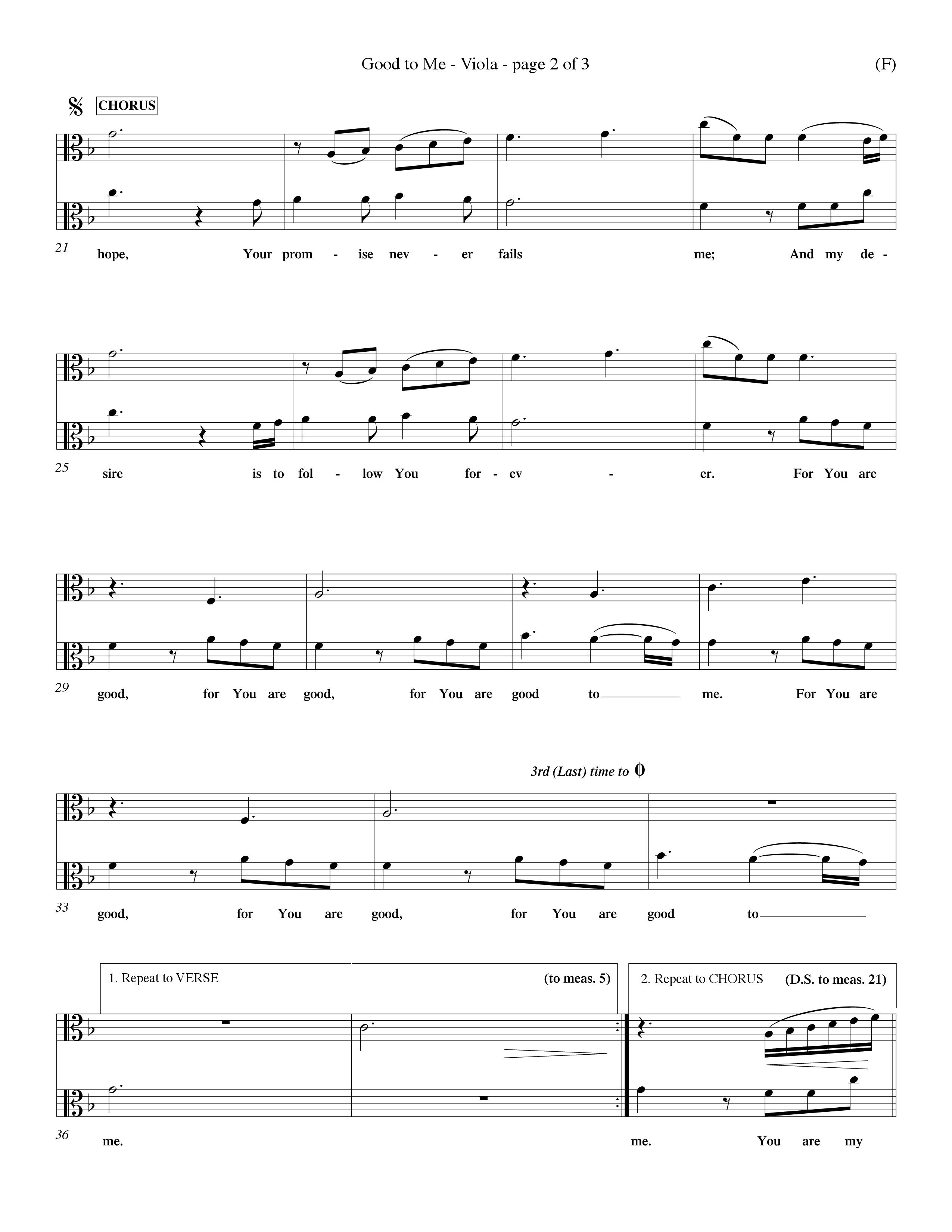 Good To Me (Choral Anthem SATB) Viola (Word Music Choral / Arr. Dave Williamson / d)