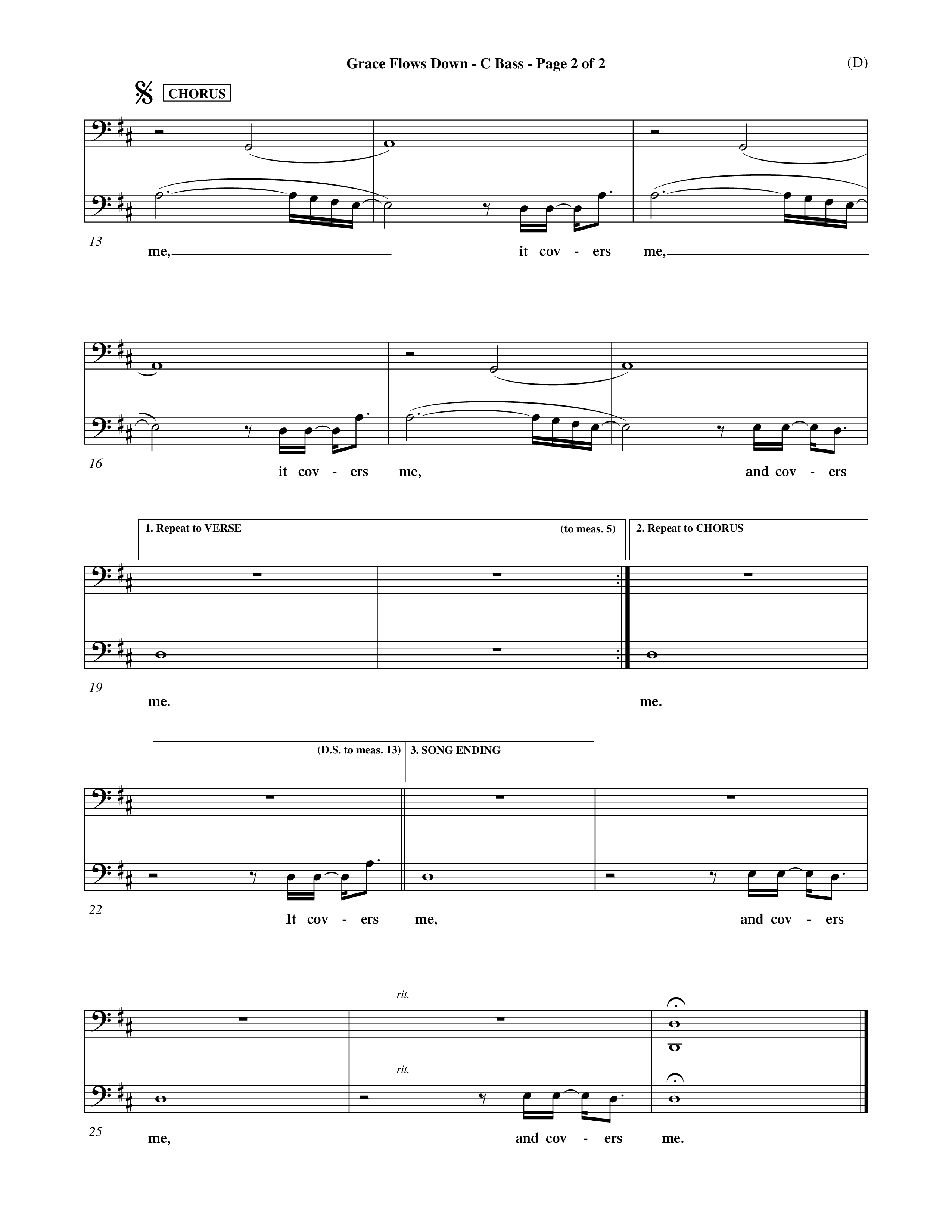 Grace Flows Down (Choral Anthem SATB) Contrabass (Word Music Choral)
