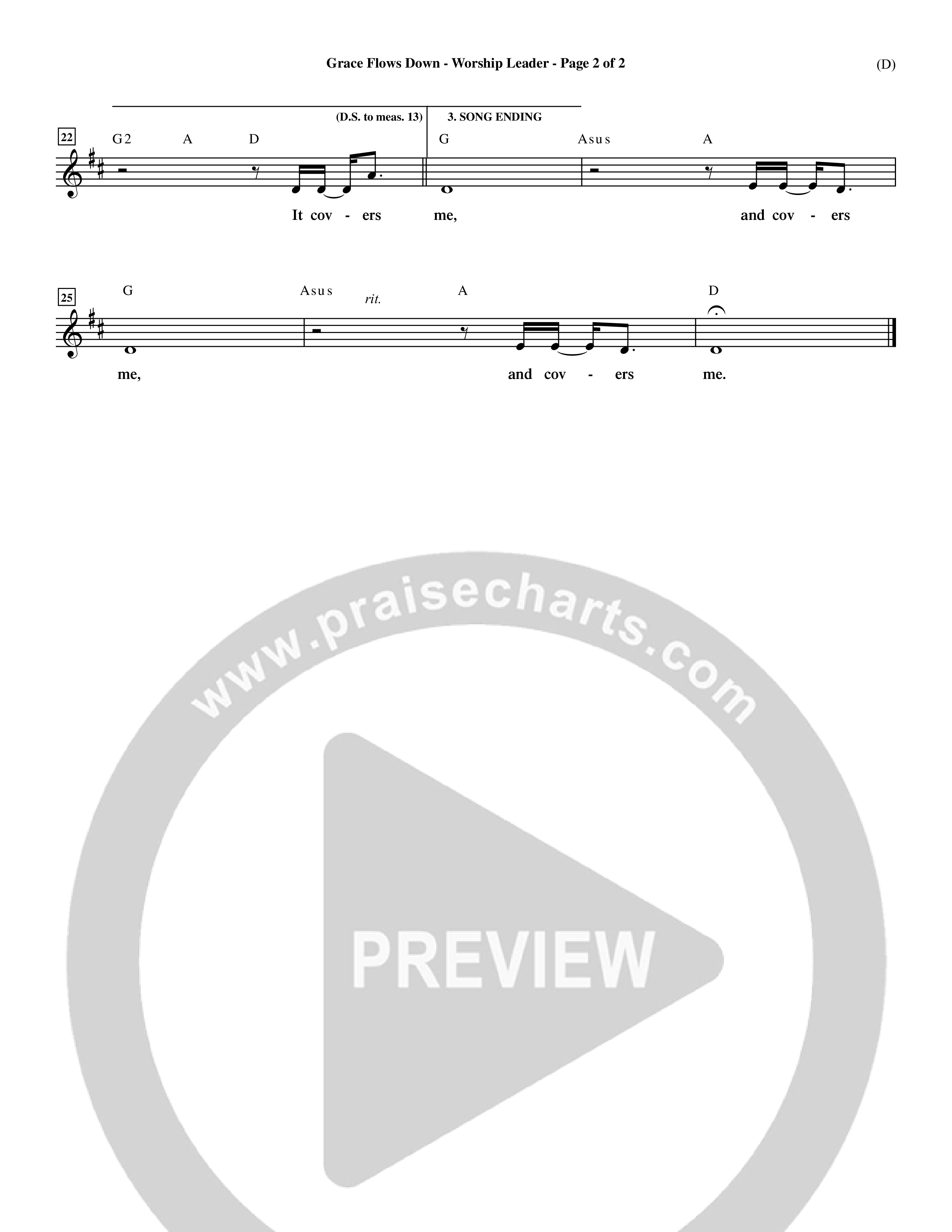 Grace Flows Down (Choral Anthem SATB) Lead Sheet (Mel) (Word Music Choral)
