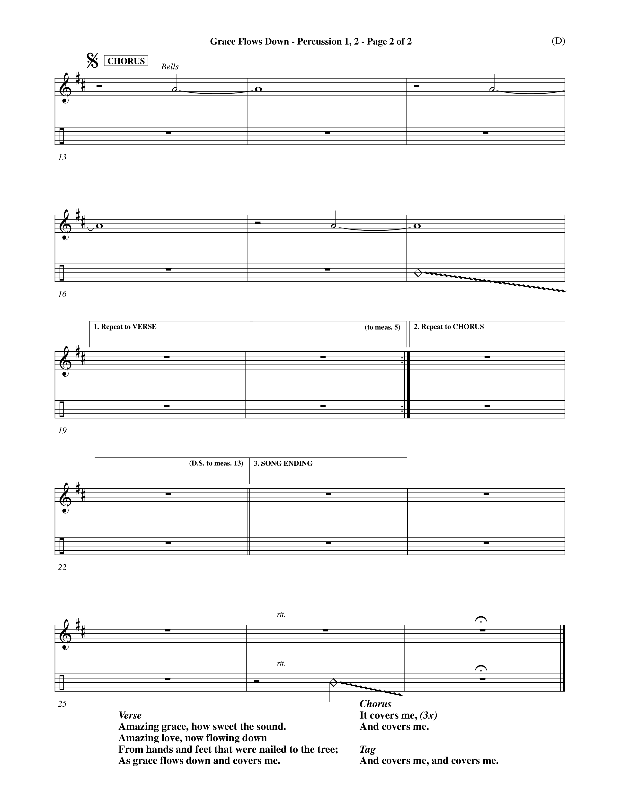 Grace Flows Down (Choral Anthem SATB) Percussion 1/2 (Word Music Choral)