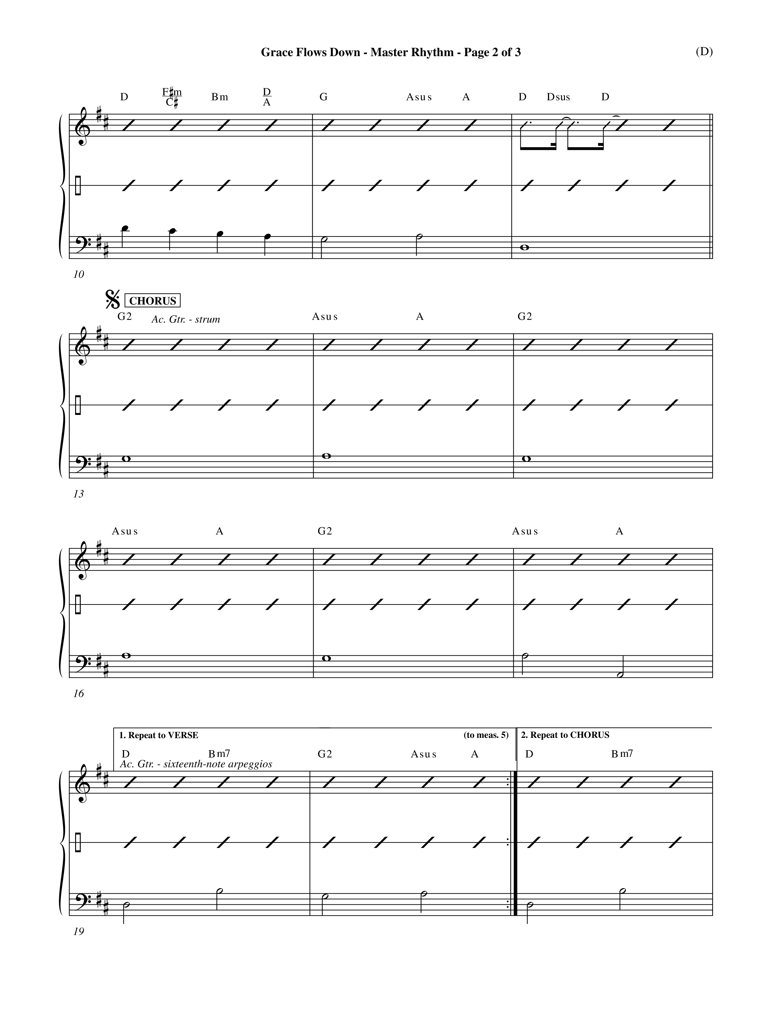 Grace Flows Down (Choral Anthem SATB) Rhythm Chart (Word Music Choral)