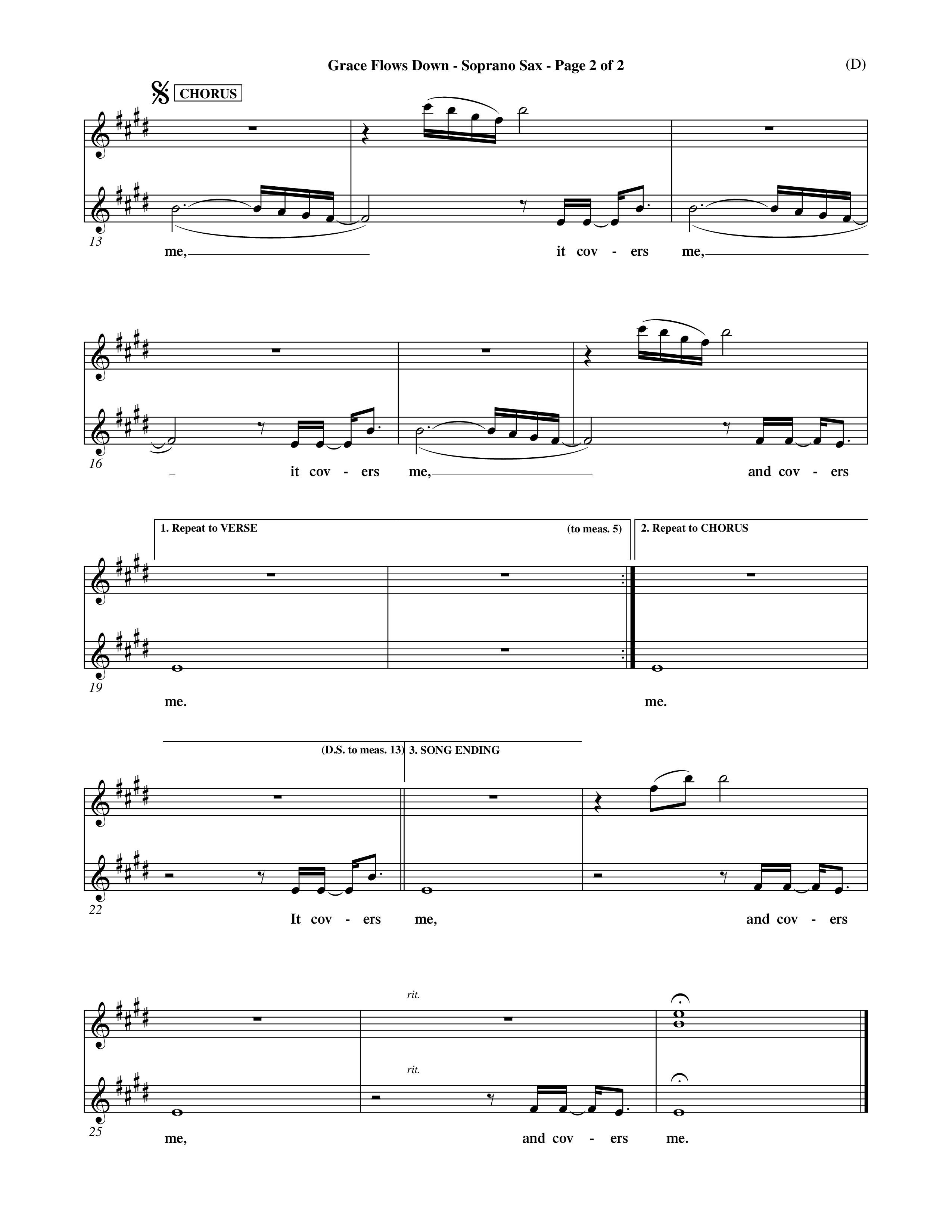 Grace Flows Down (Choral Anthem SATB) Saxophone (Word Music Choral)