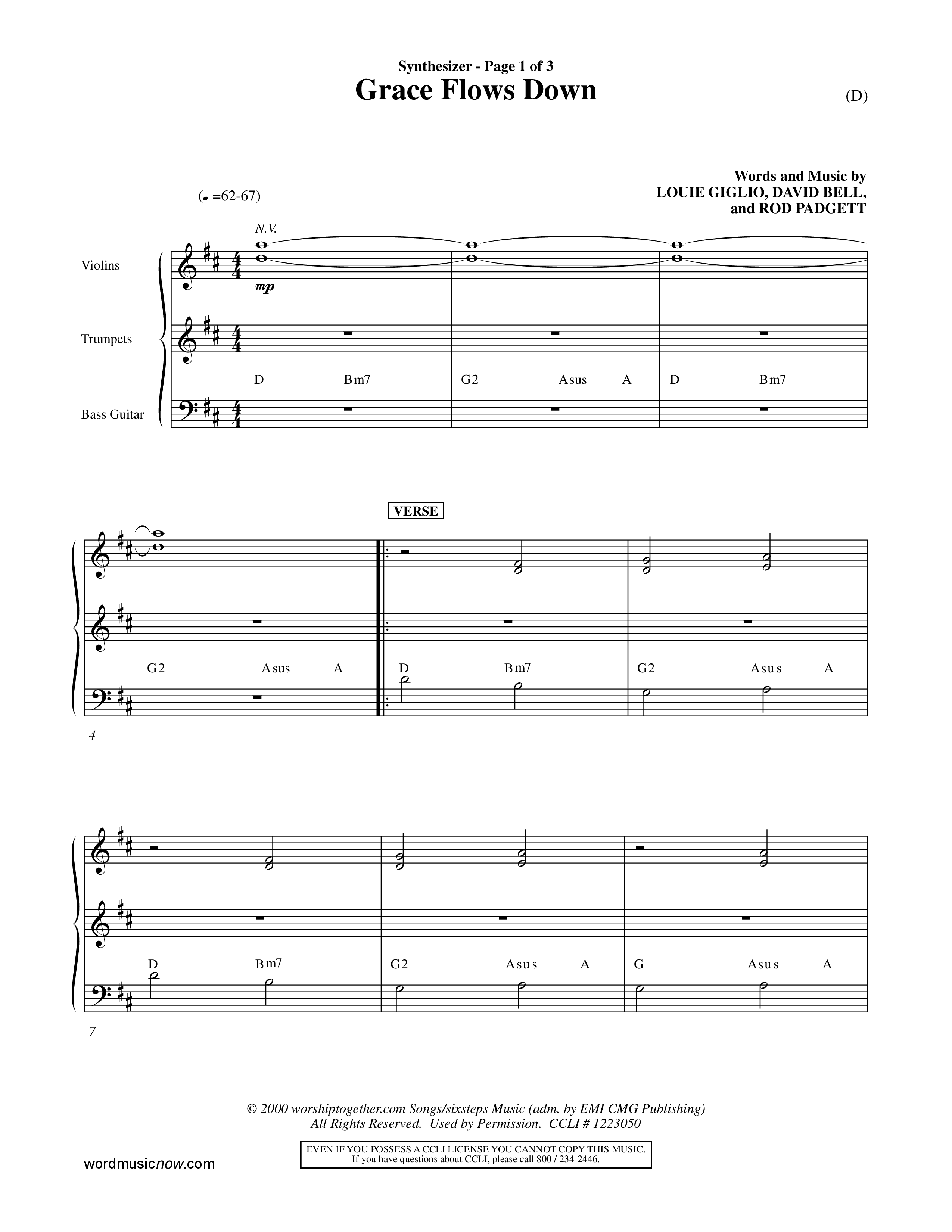 Grace Flows Down (Choral Anthem SATB) Synth (Word Music Choral)