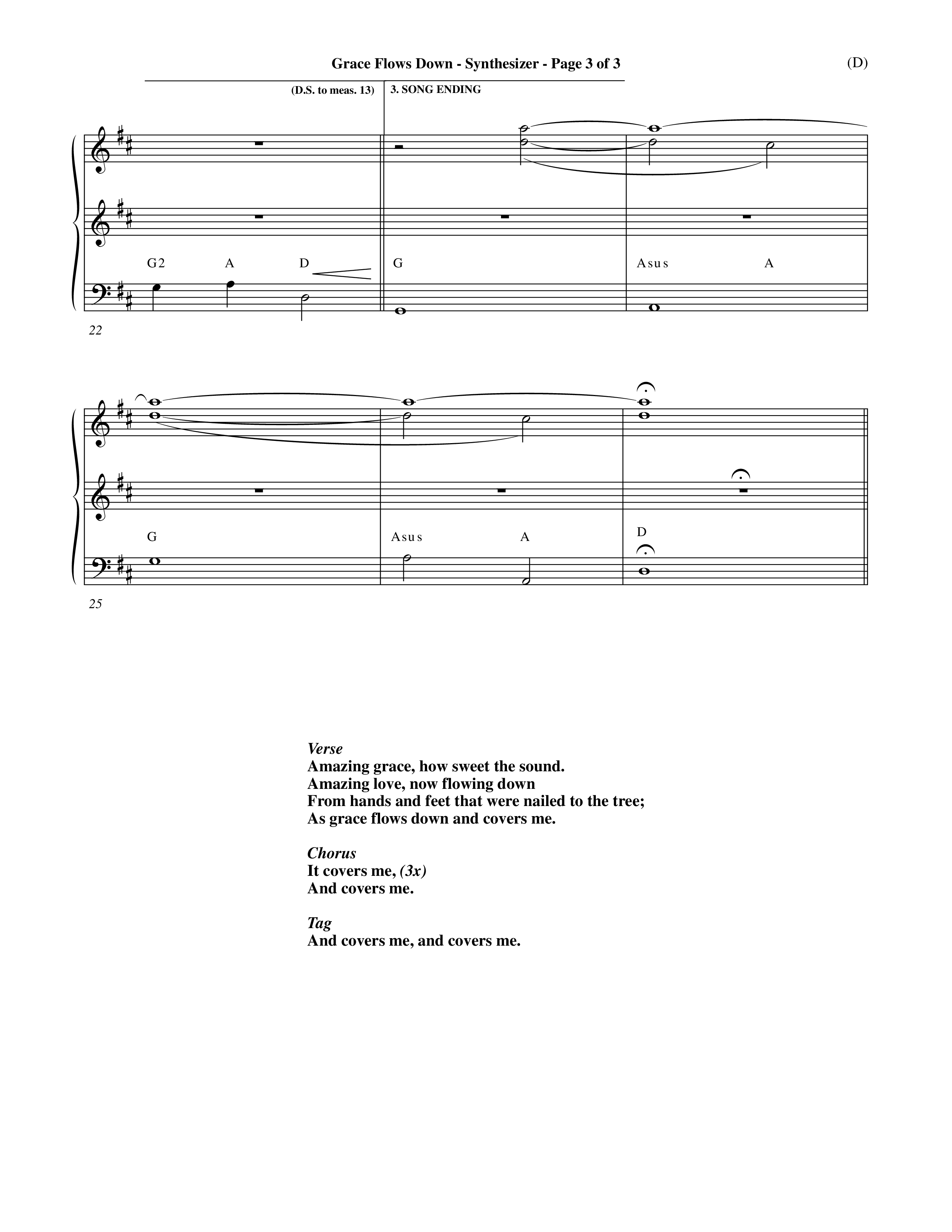 Grace Flows Down (Choral Anthem SATB) Synth (Word Music Choral)