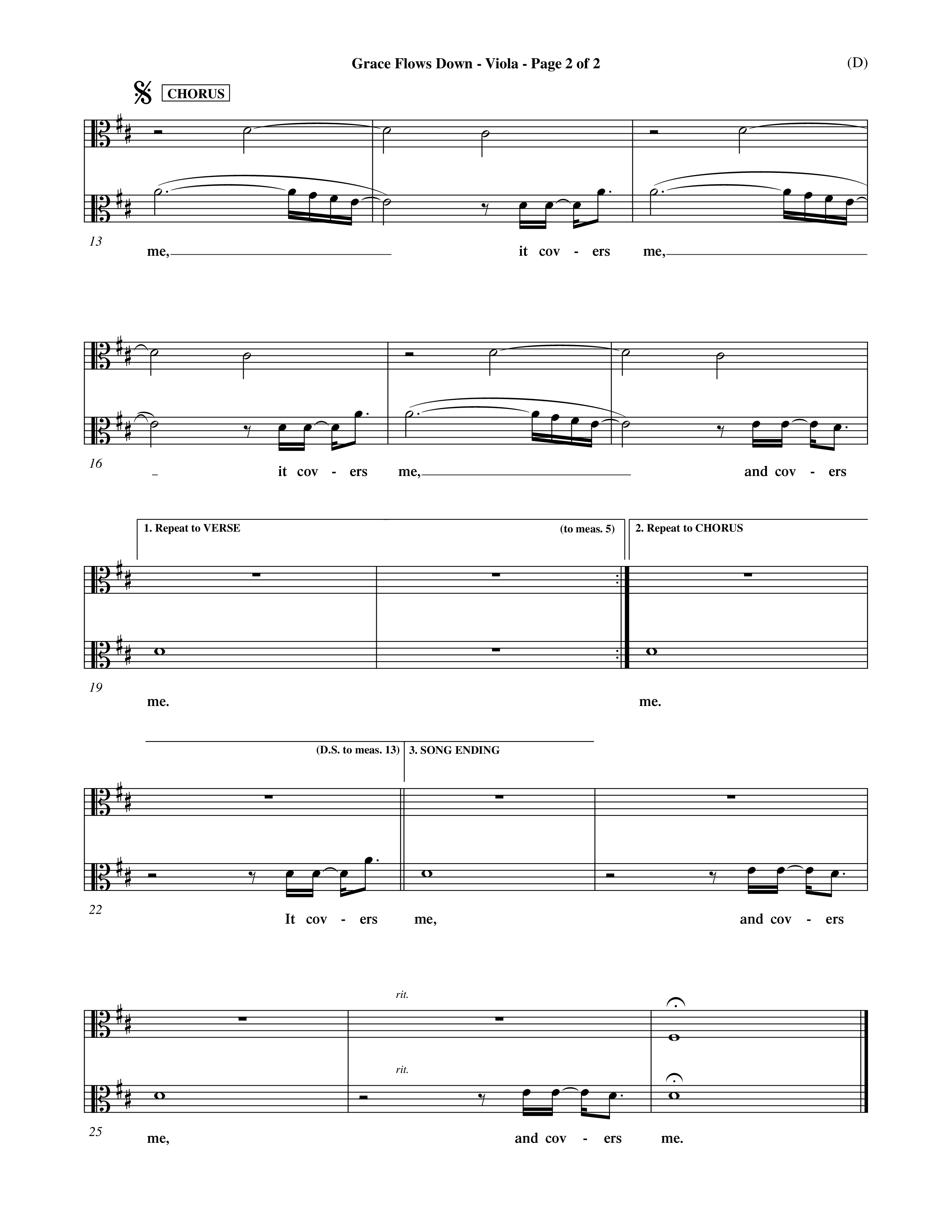 Grace Flows Down (Choral Anthem SATB) Viola (Word Music Choral)
