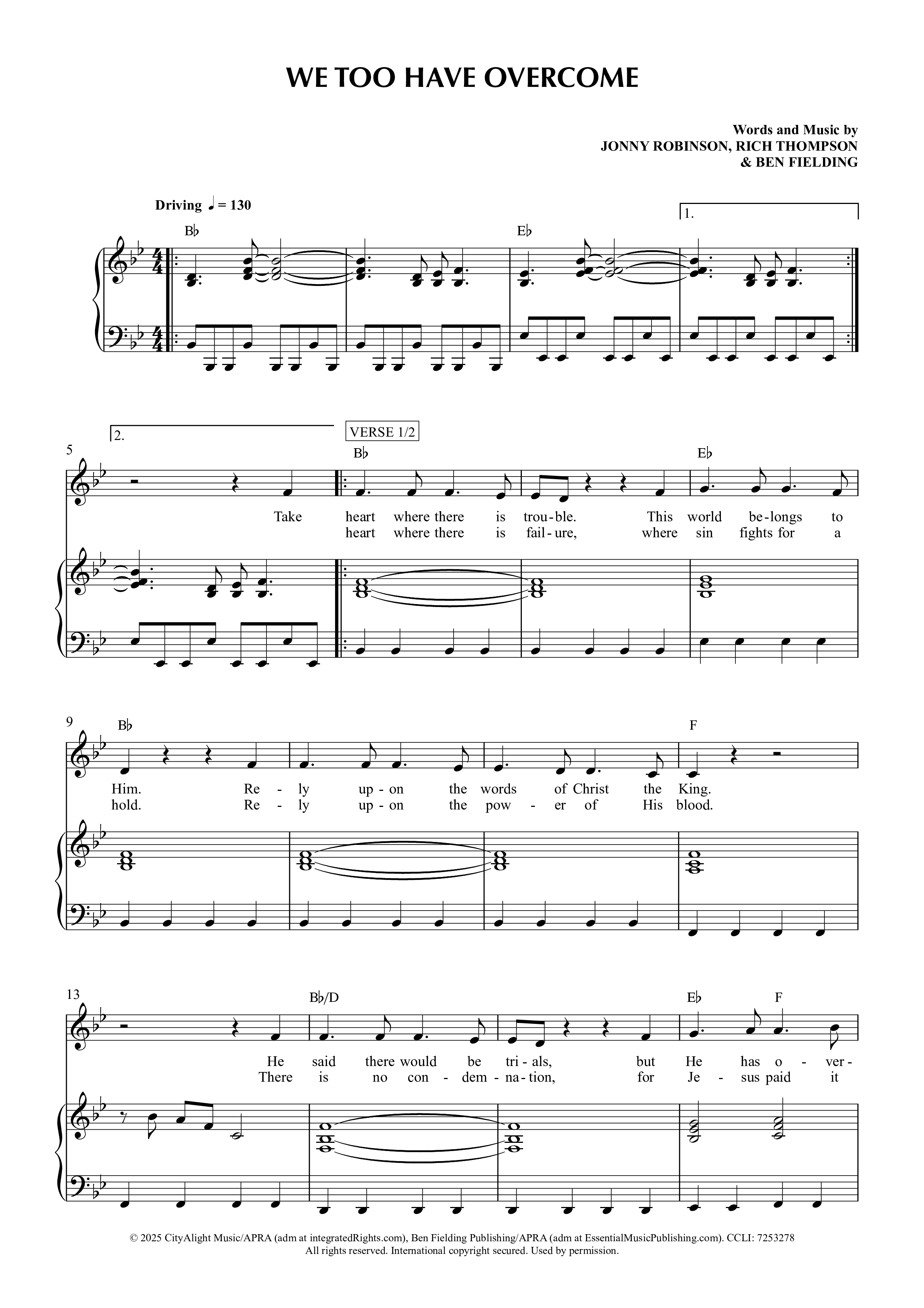 We Too Have Overcome Piano/Melody (CityAlight)