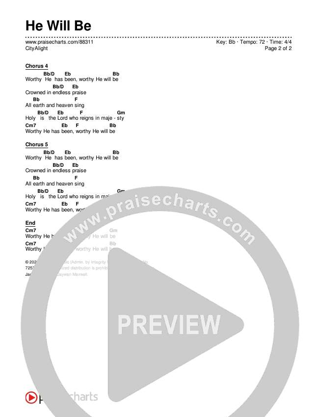 He Will Be Chords & Lyrics (CityAlight)