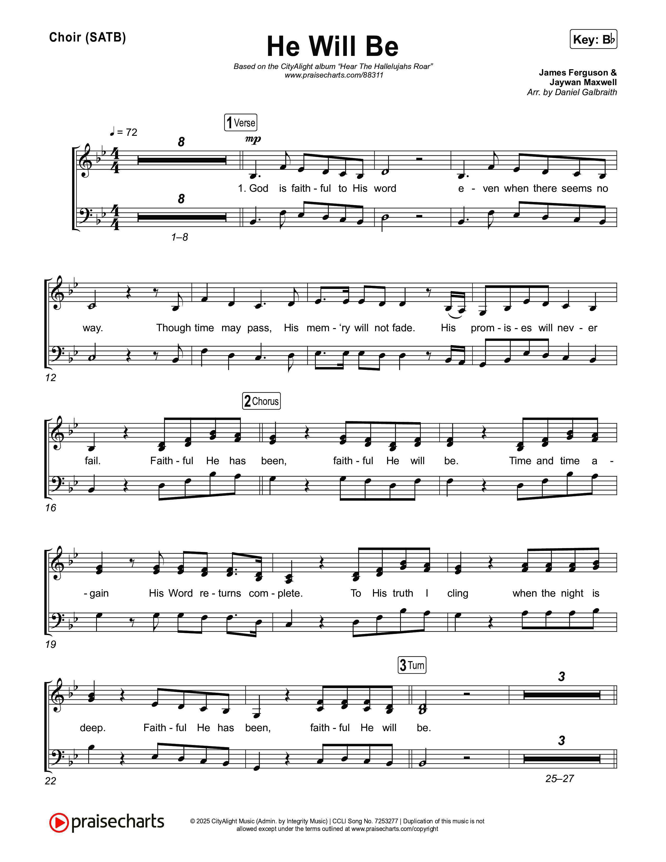 He Will Be Choir Sheet (SATB) (CityAlight)