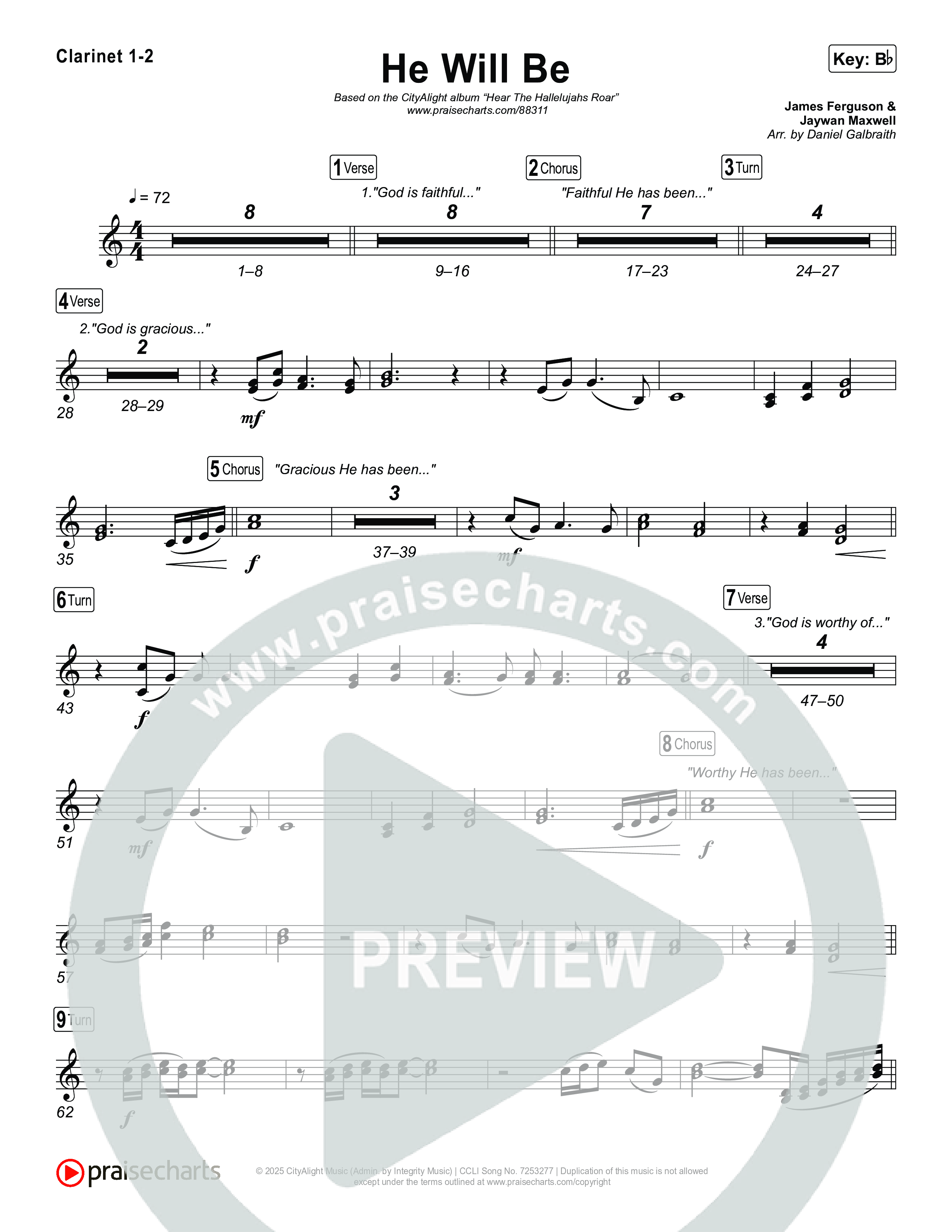 He Will Be Clarinet 1/2 (CityAlight)