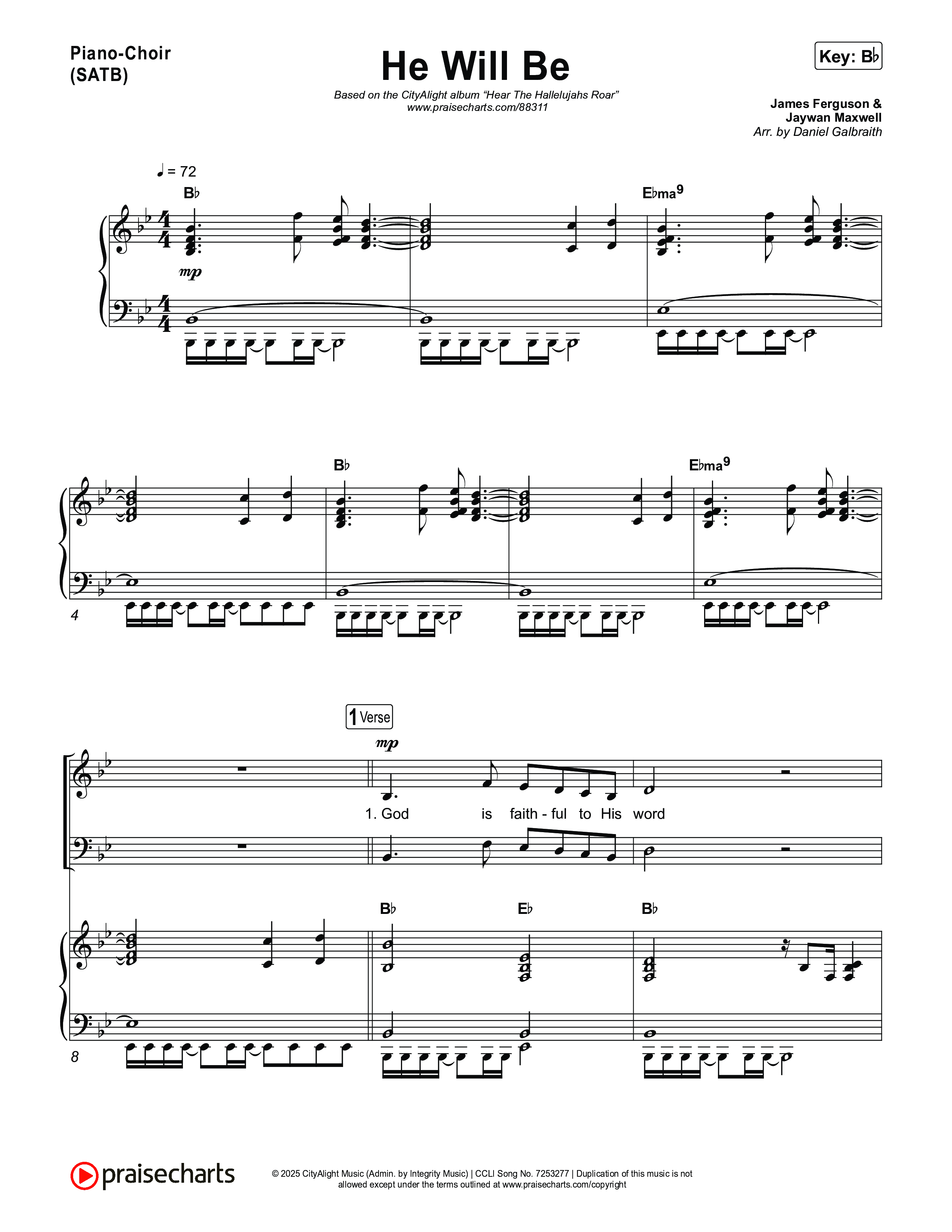 He Will Be Piano/Vocal Pack (CityAlight)