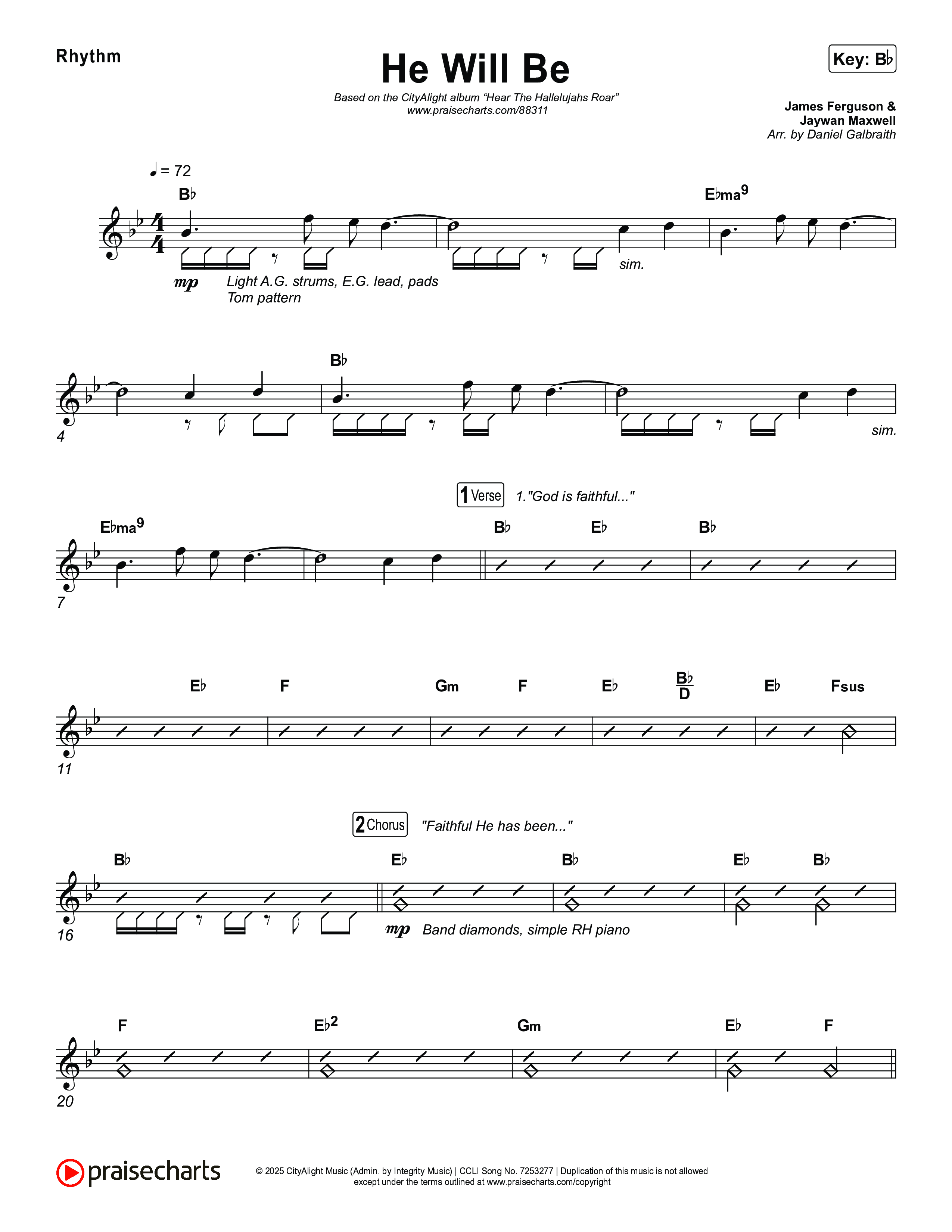 He Will Be Rhythm Chart (CityAlight)