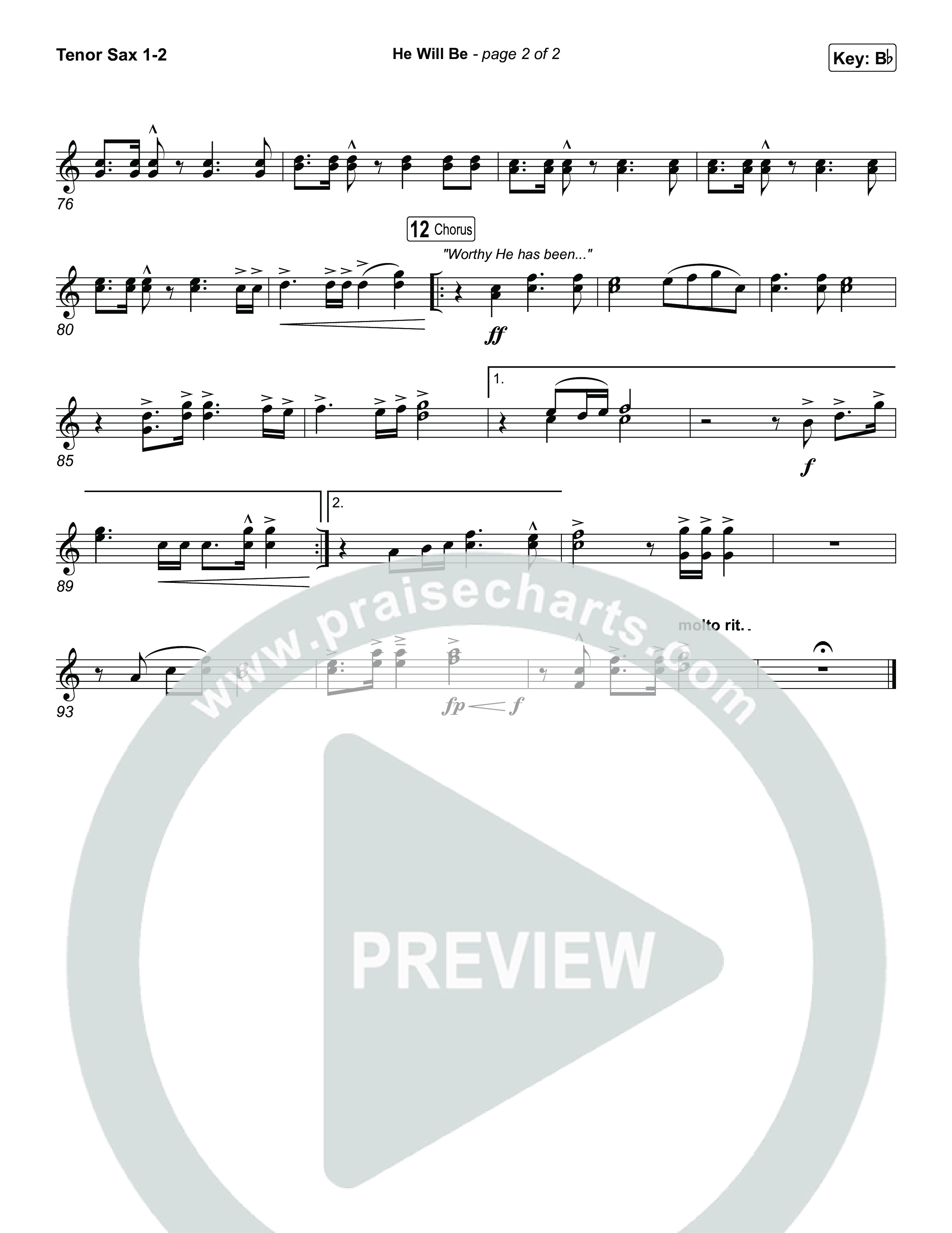 He Will Be Tenor Sax 1,2 (CityAlight)