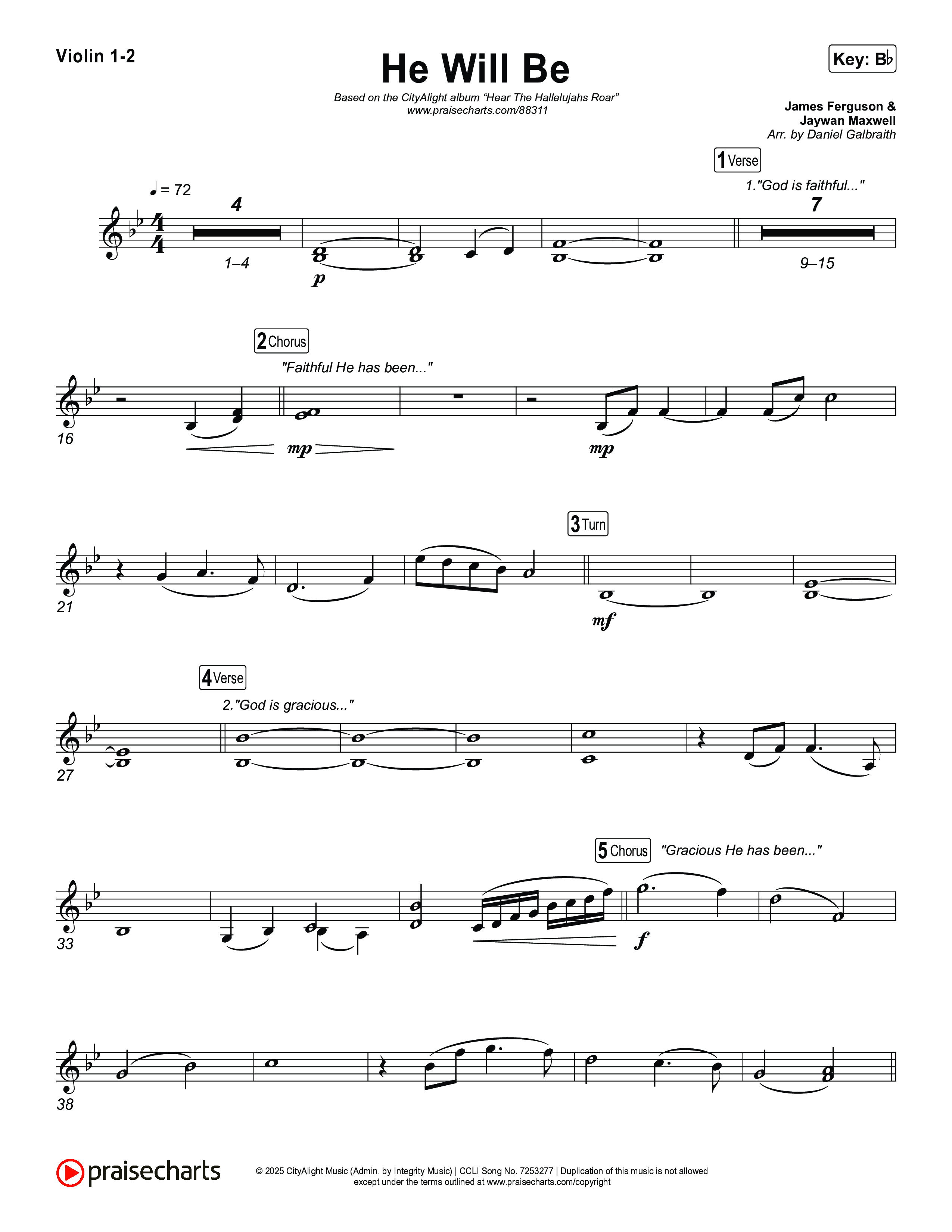 He Will Be Violin 1,2 (CityAlight)