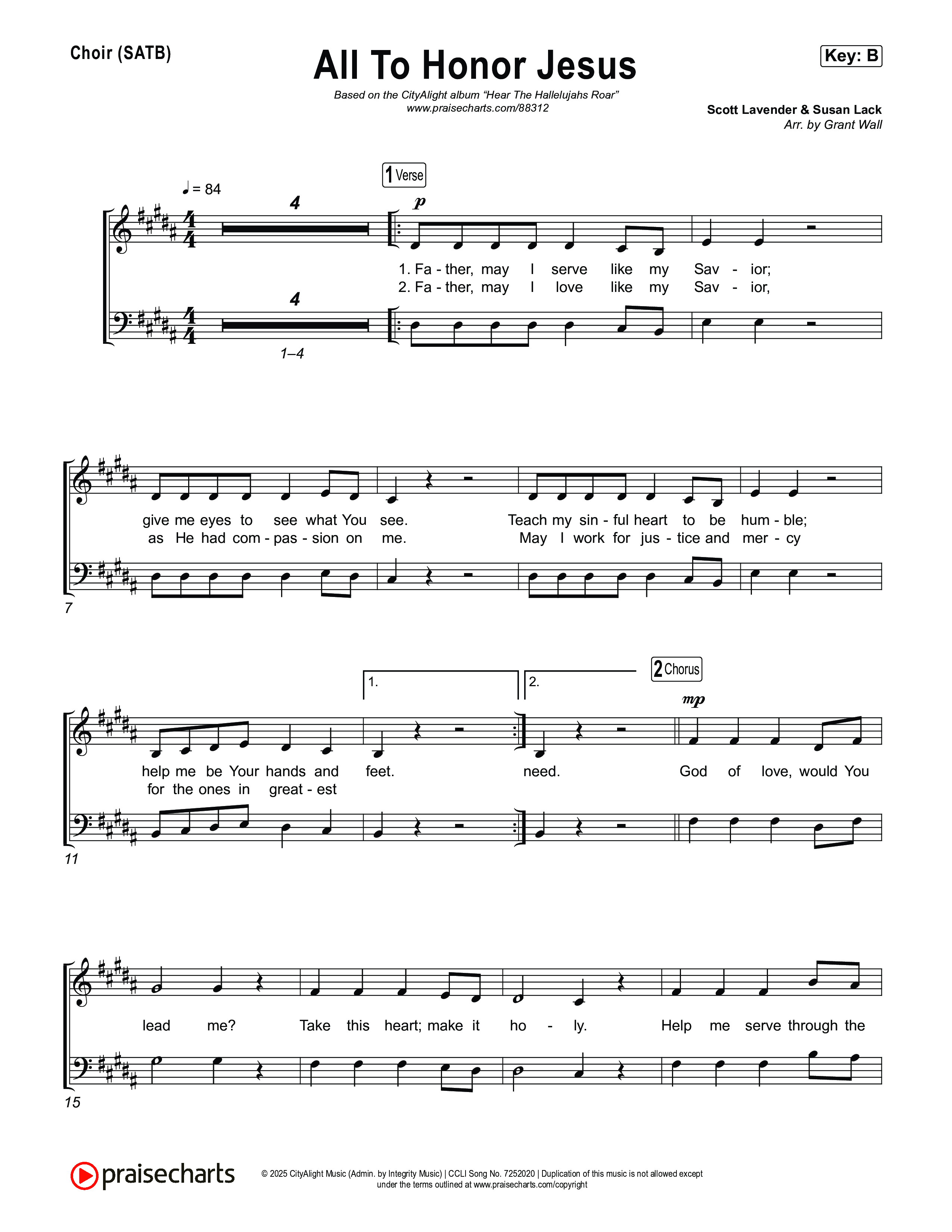 All To Honour Jesus Choir Sheet (SATB) (CityAlight)