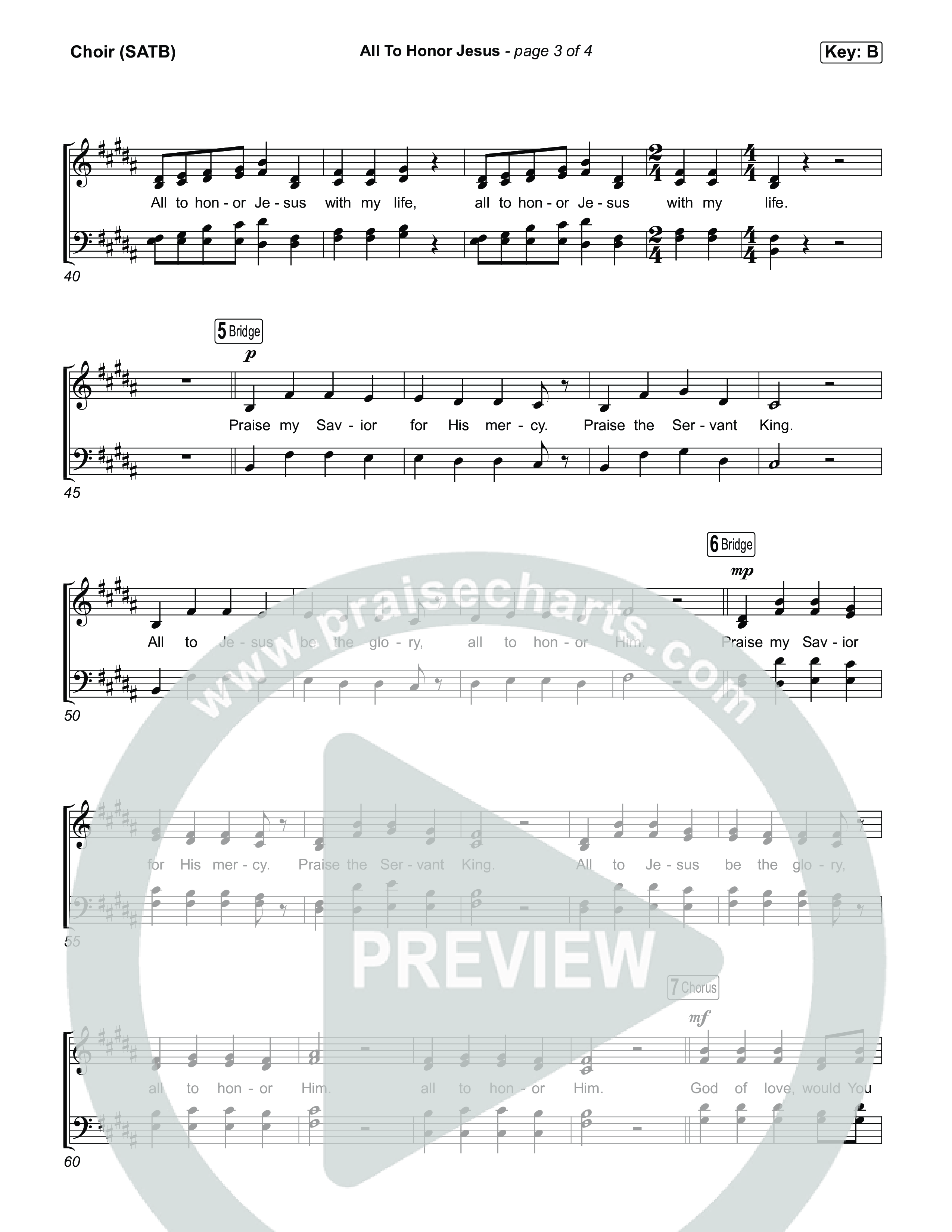 All To Honour Jesus Choir Sheet (SATB) (CityAlight)