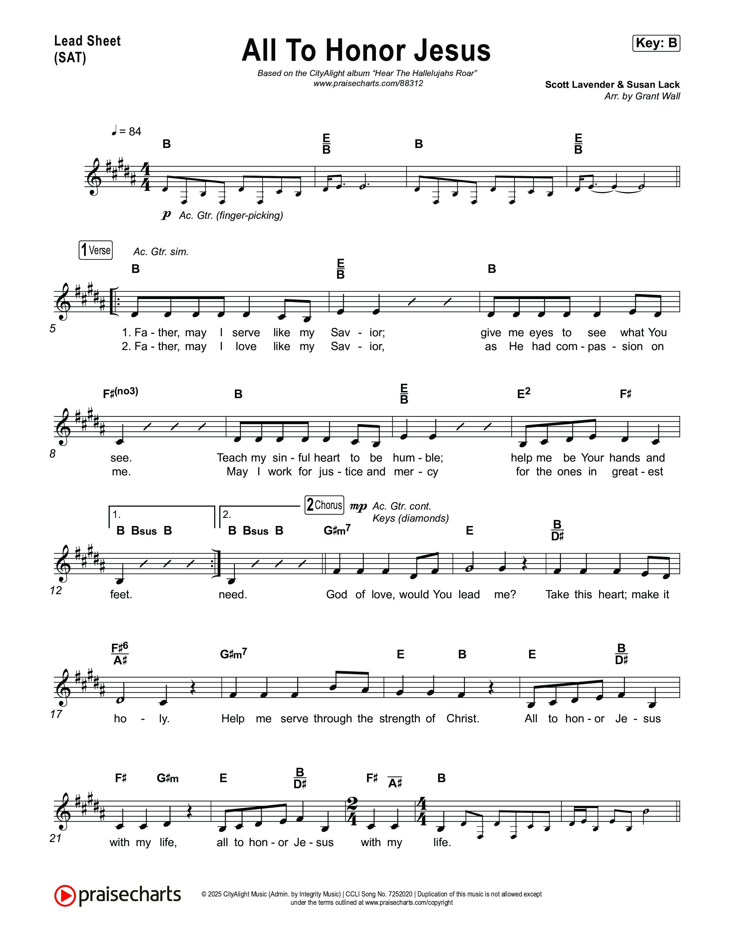 All To Honour Jesus Lead Sheet (SAT) (CityAlight)