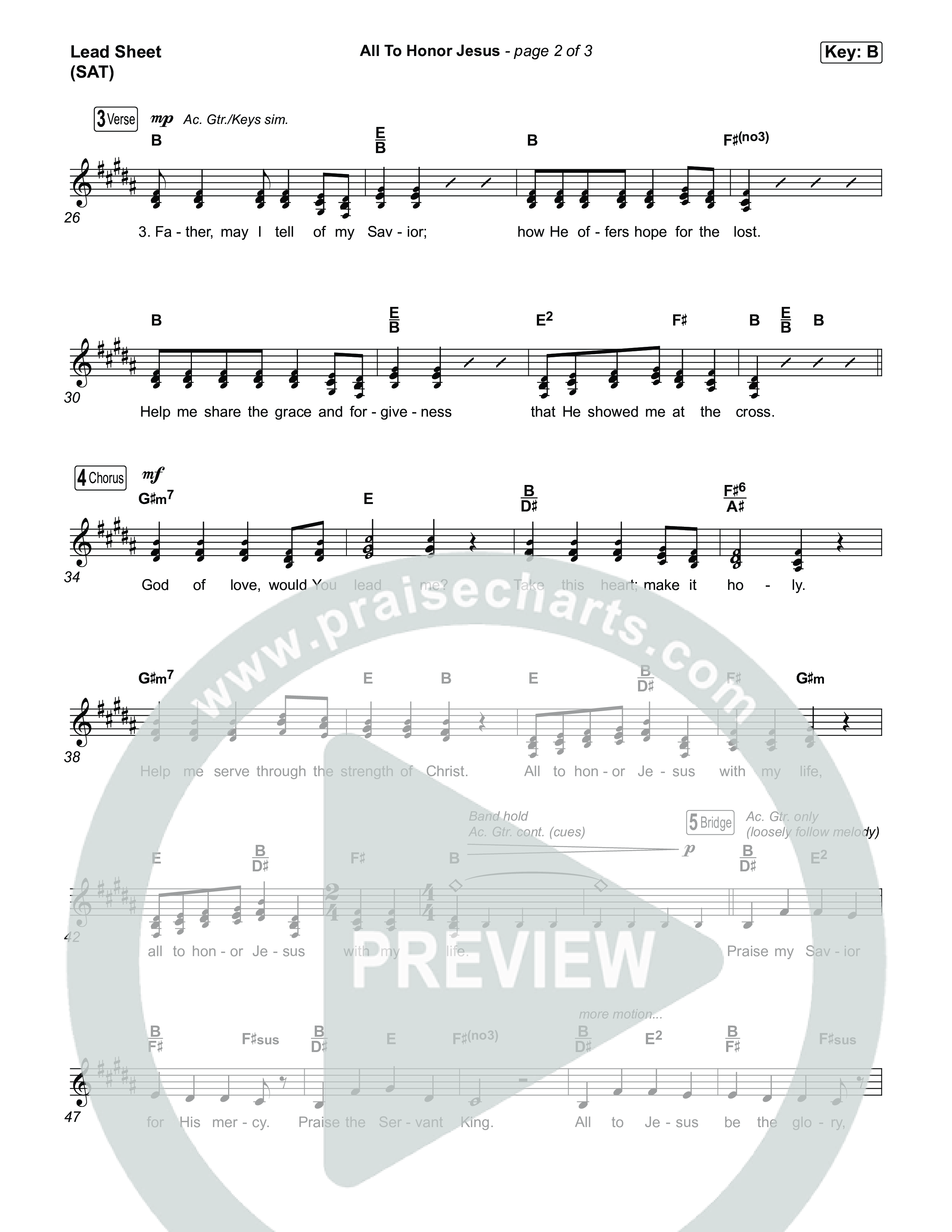 All To Honour Jesus Lead Sheet (SAT) (CityAlight)