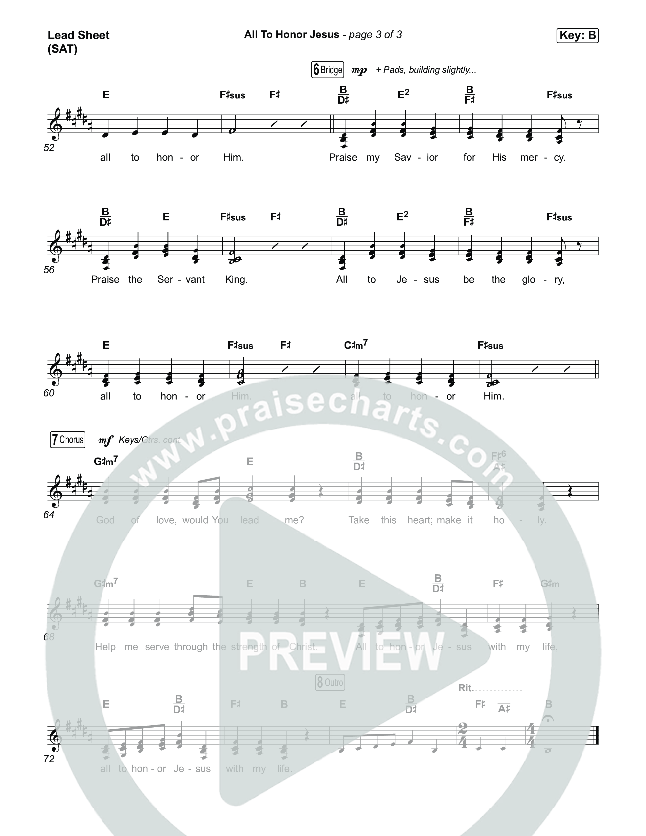 All To Honour Jesus Lead Sheet (SAT) (CityAlight)