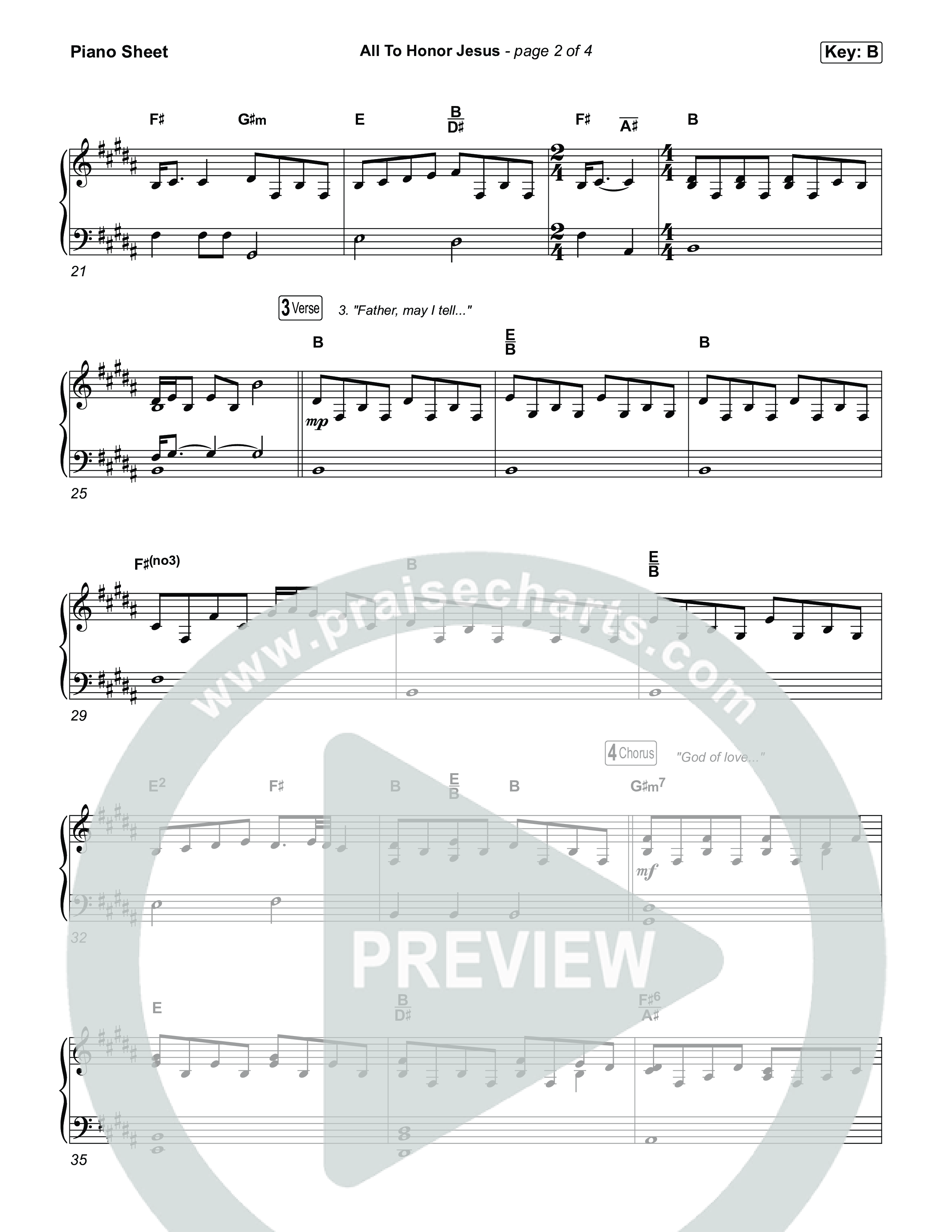 All To Honour Jesus Piano Sheet (CityAlight)