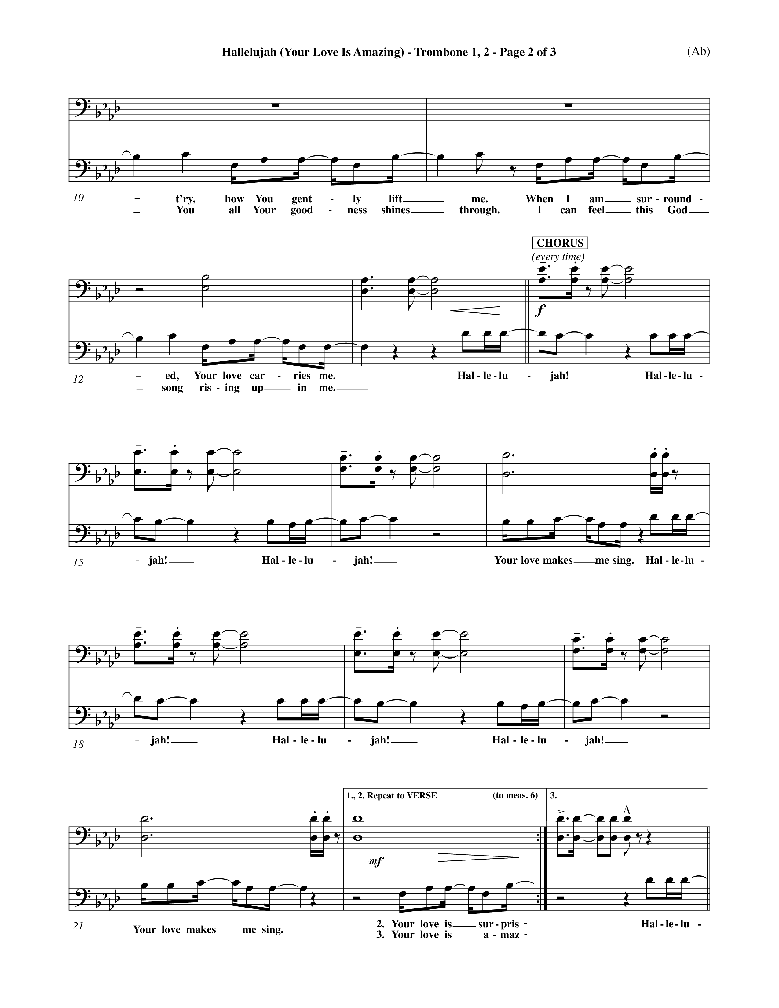 Hallelujah (Your Love Is Amazing) (Choral Anthem SATB) Trombone 1/2 (Word Music Choral / Orch. Rob Howard)