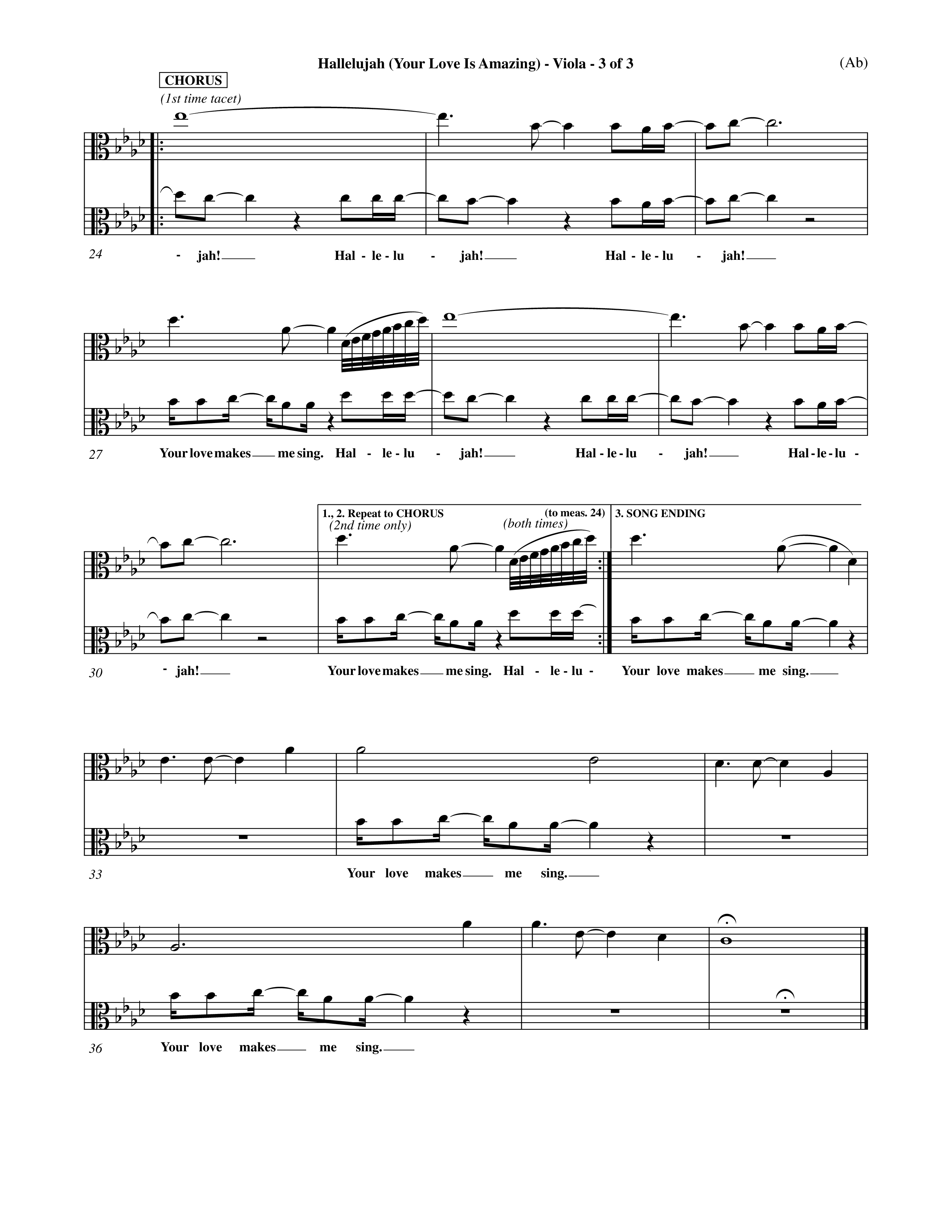 Hallelujah (Your Love Is Amazing) (Choral Anthem SATB) Viola (Word Music Choral / Orch. Rob Howard)