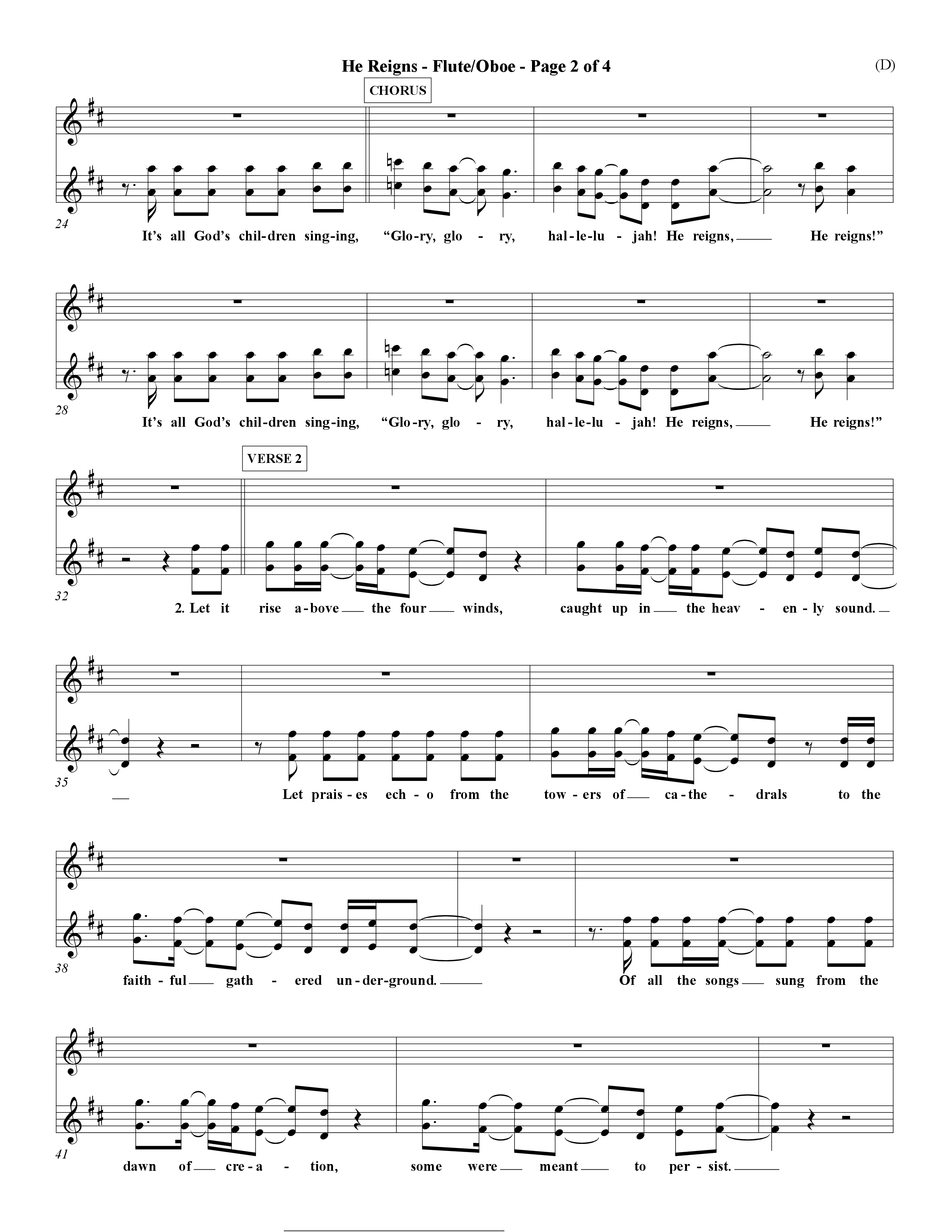 He Reigns (Choral Anthem SATB) Flute/Oboe (Word Music Choral / Orch. David Winkler)