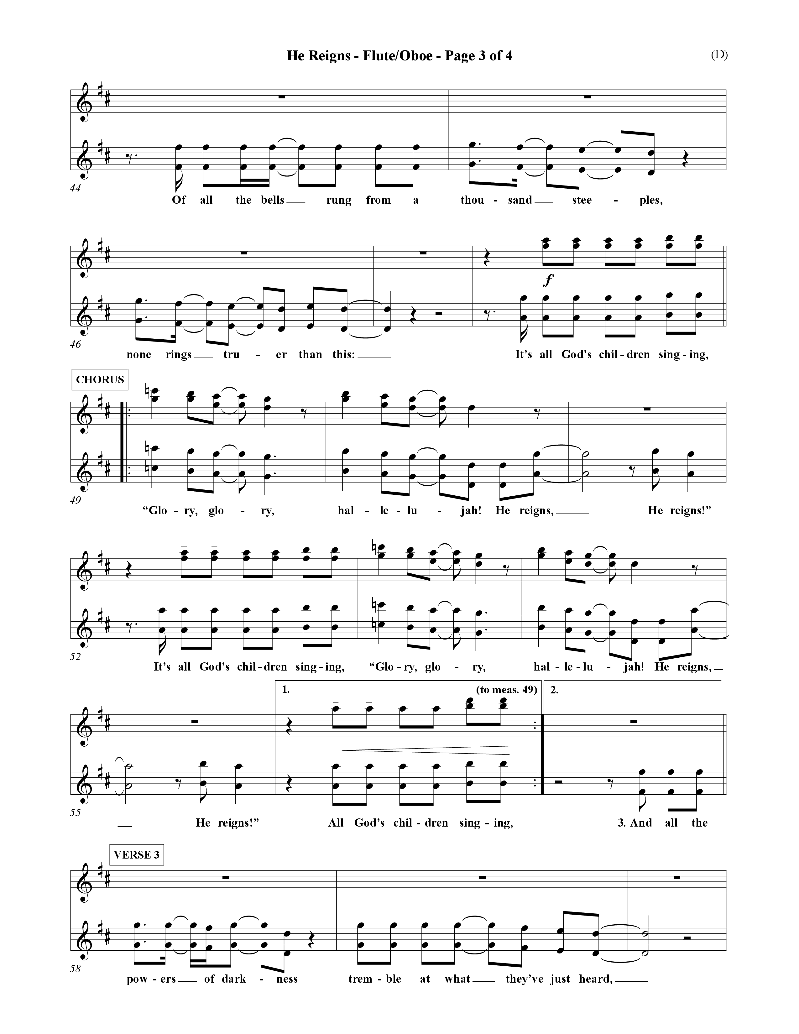 He Reigns (Choral Anthem SATB) Flute/Oboe (Word Music Choral / Orch. David Winkler)