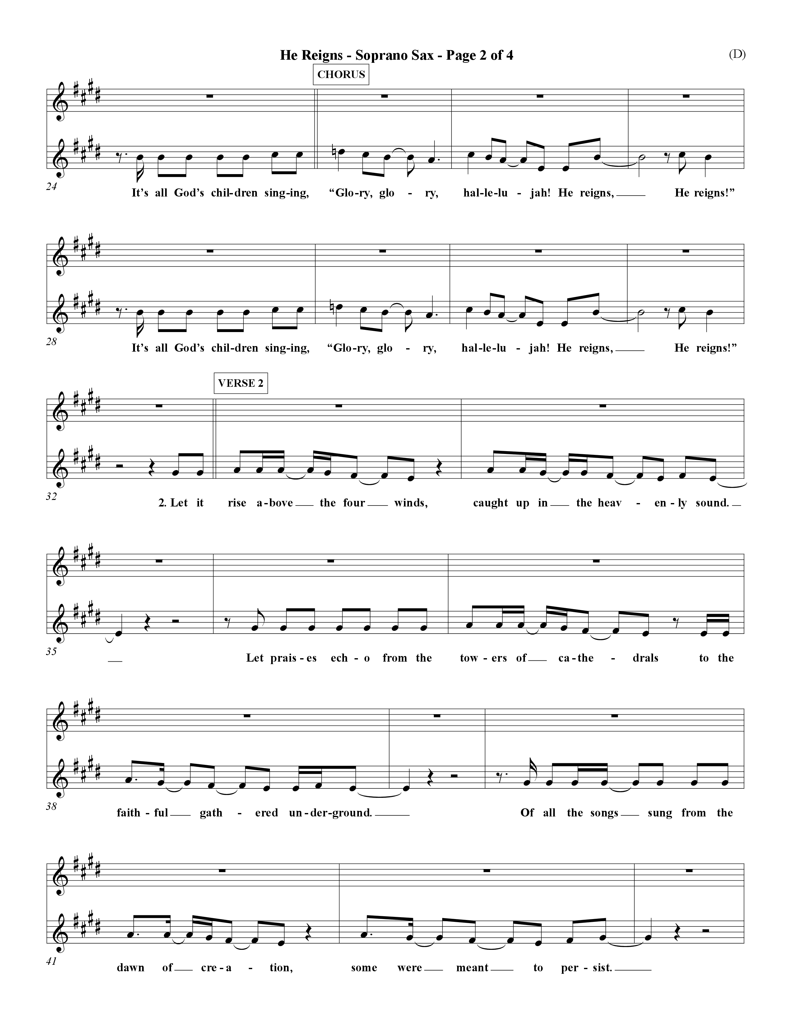 He Reigns (Choral Anthem SATB) Saxophone (Word Music Choral / Orch. David Winkler)