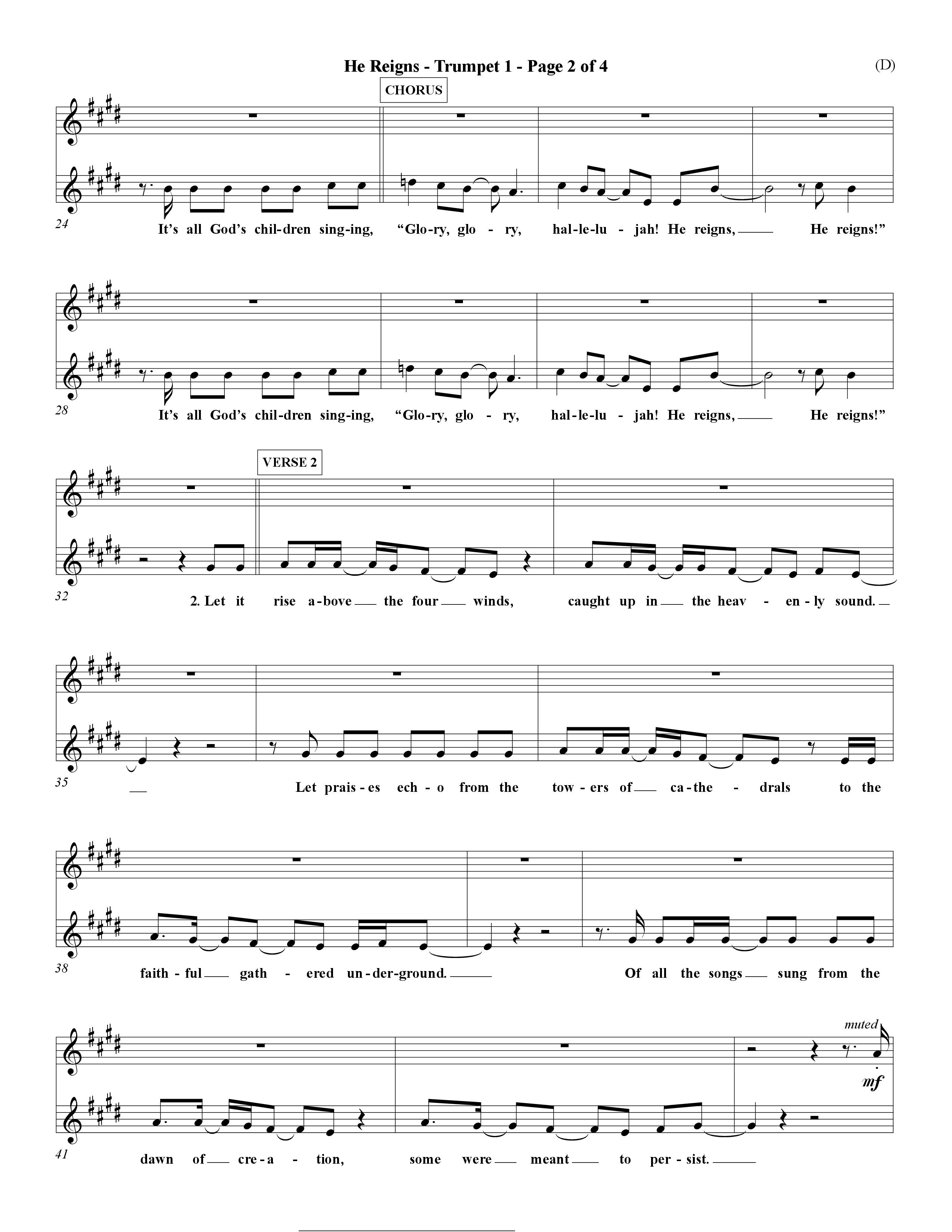 He Reigns (Choral Anthem SATB) Trumpet 1 (Word Music Choral / Orch. David Winkler)