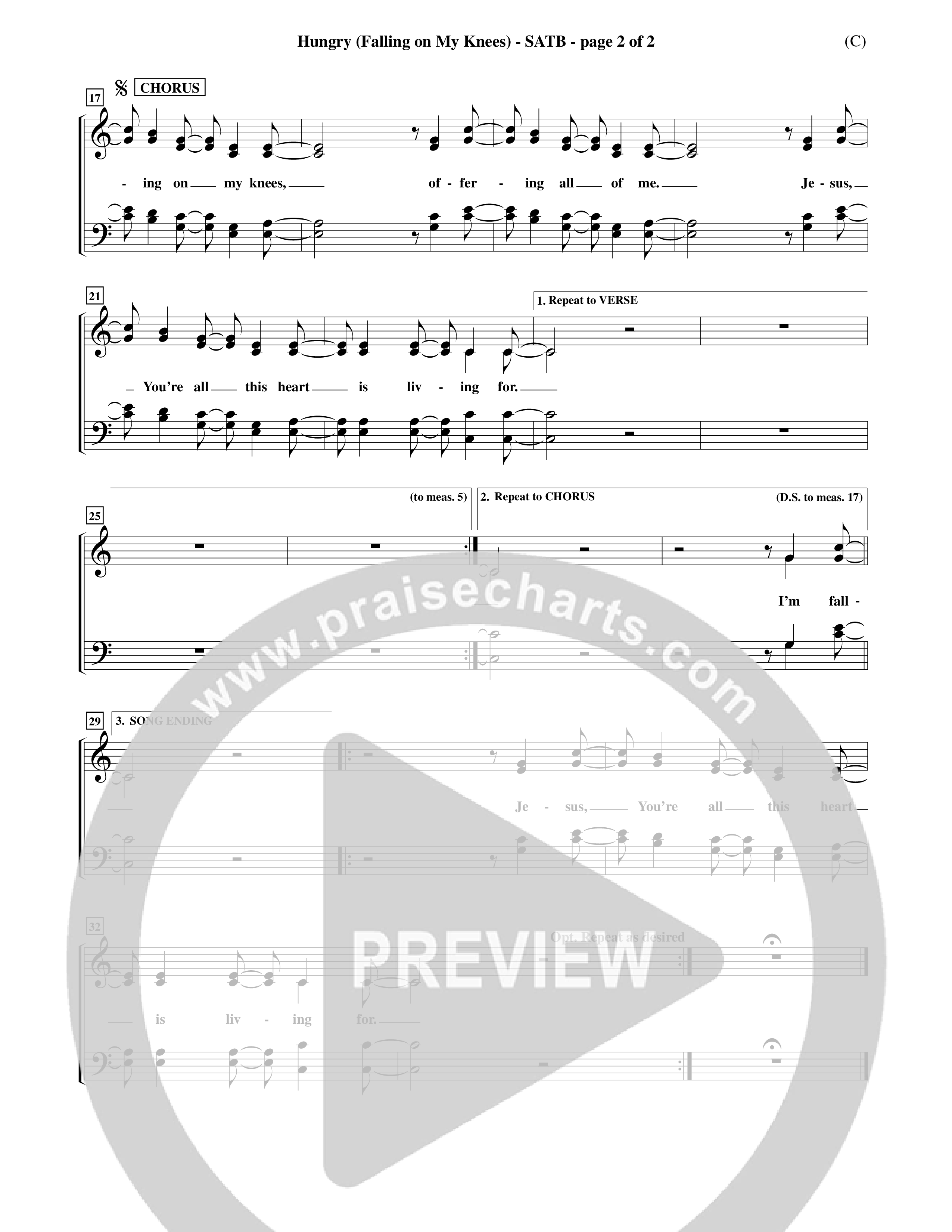 Hungry (Falling On My Knees) (Choral Anthem SATB) Choir Sheet (SATB) (Word Music Choral / Orch. Scott Harris)