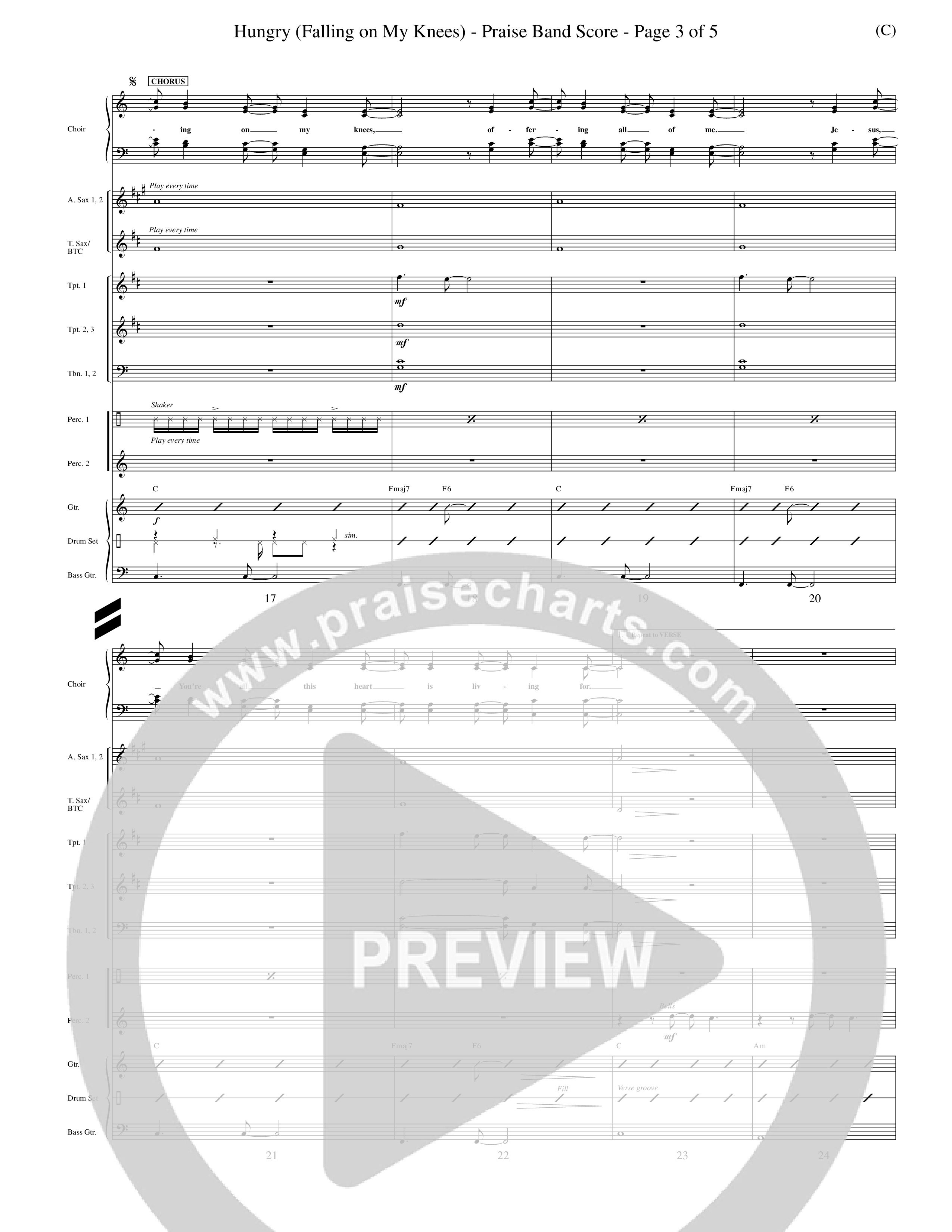 Hungry (Falling On My Knees) (Choral Anthem SATB) PraiseBand (incl. Brass) (Word Music Choral / Orch. Scott Harris)